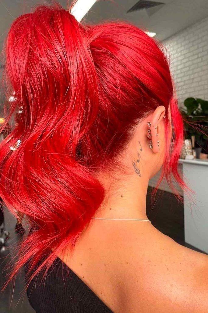 20-Inch BODY WAVE Clip-In Human Hair Extensions – Intense Red (8 Pieces, 120g)