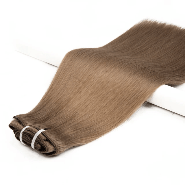 20-Inch STRAIGHT Clip-In Human Hair Extensions – Dark Blonde #12 (8 Pieces, 120g)