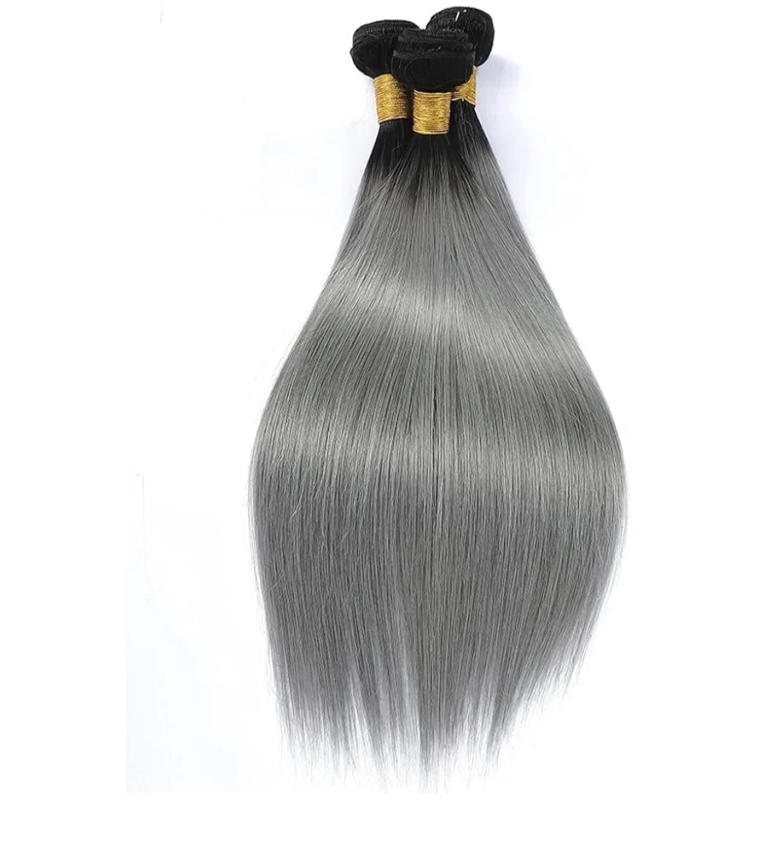 1B Grey – 20” Straight Clip-In Hair Extensions (8 Pieces)