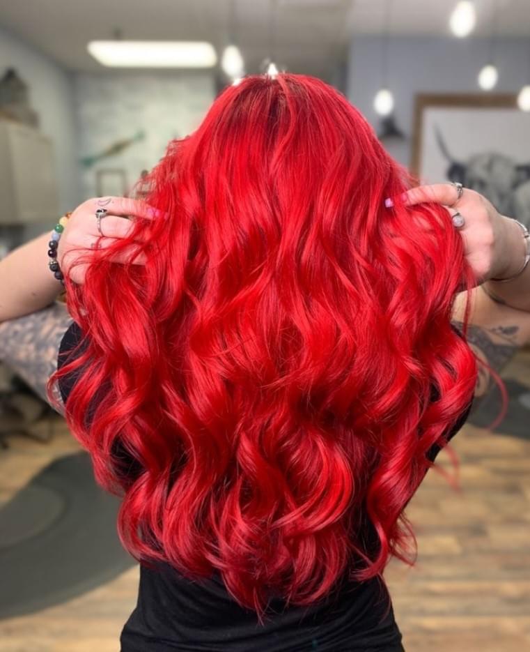 20-Inch BODY WAVE Clip-In Human Hair Extensions – Intense Red (8 Pieces, 120g)