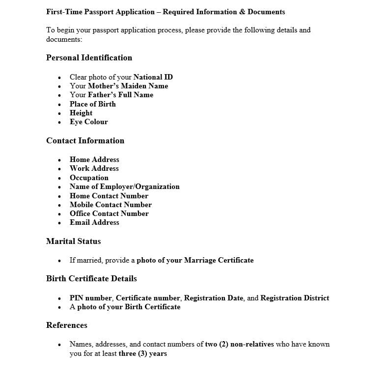 PASSPORT APPLICATION SERVICE 