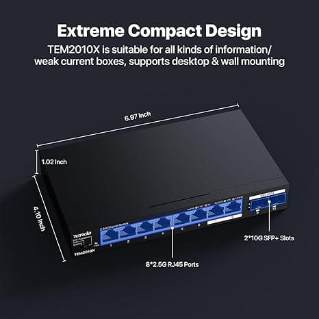 Tenda TEM2010X 8 連接埠 2.5G 乙太網路交換器