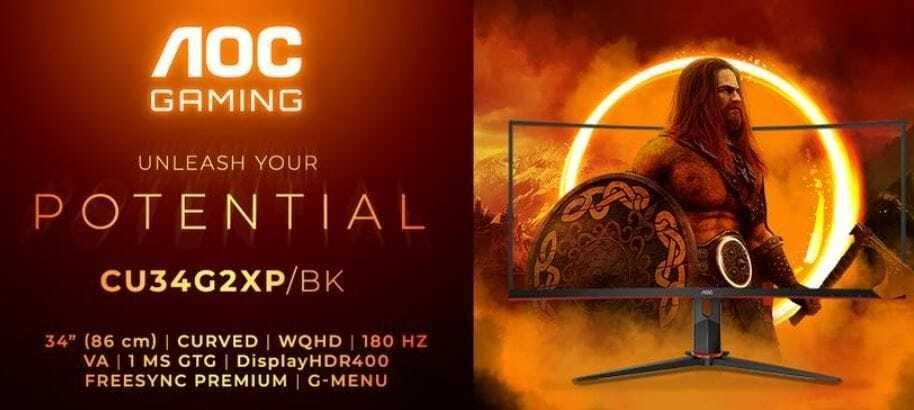 AOC CU34G2XP 34吋21:9超寬廣曲面電競顯示器