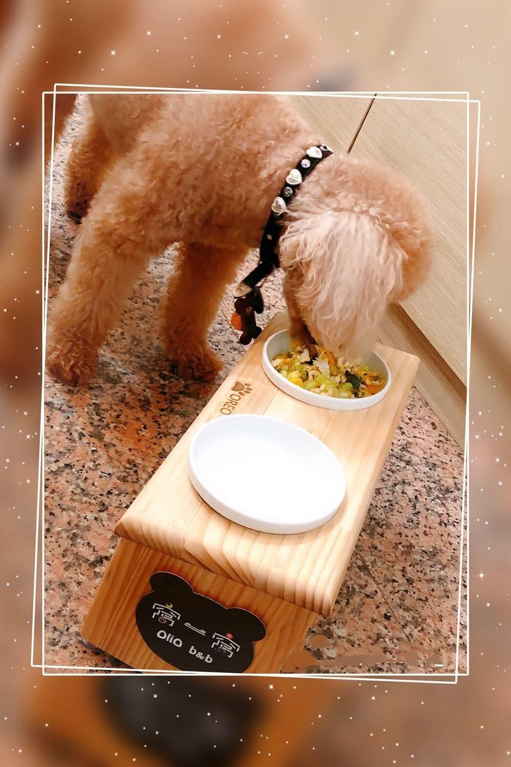 特製OliO b&b 木碗架餐食碗與睡墊