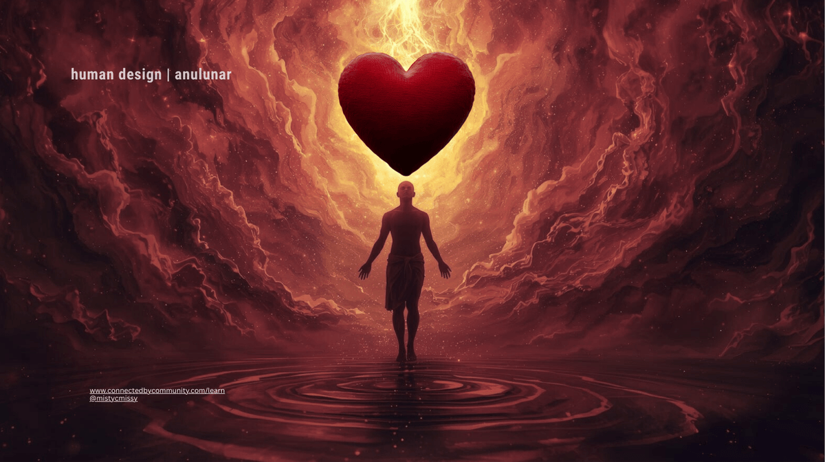 Silhouette figure emerging from fiery red heart portal amid cosmic clouds and radiant energy waves, symbolizing Human Design Right Angle Cross of the Vessel of Love (10/15 | 46/25) – embodied love, innocence, self-authenticity, and transformative presence through Gates 10, 15, 46, 25.