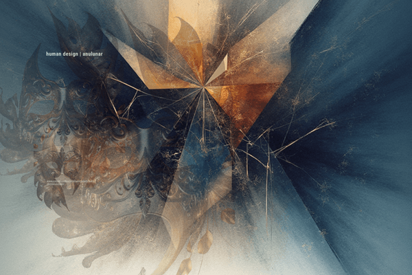 Abstract cosmic geometric mandala with golden-orange radiating shards and teal fractal wings on starry navy backdrop, embodying Juxtaposition Cross of the Trickster (26/45 | 6/36) persuasive influence, emotional catalysis, and chaotic wisdom