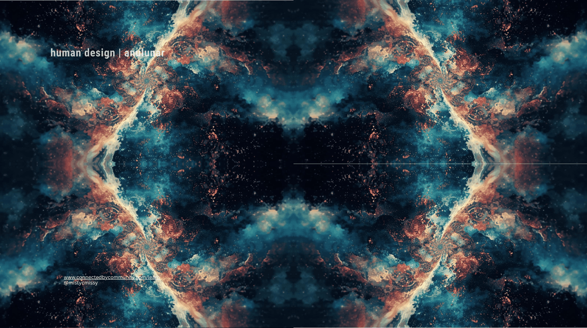 Human Design artwork for the Right Angle Cross of Penetration 54 53 57 51, featuring mirrored cosmic energy symbolizing ambition, initiation, instinctive clarity, and awakening through courageous shock