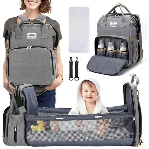 Foldable Diaper Bag with Changing Station, Insulated Pocket and Large Capacity, Multifunctional Doub