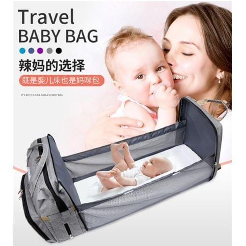 Foldable Diaper Bag with Changing Station, Insulated Pocket and Large Capacity, Multifunctional Doub