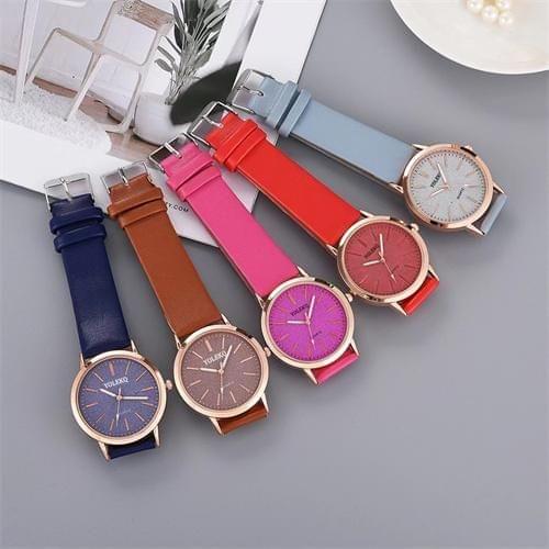 Women's WatchWatch + BraceletLeather Strap Casual Ladies Watch + Bracelet