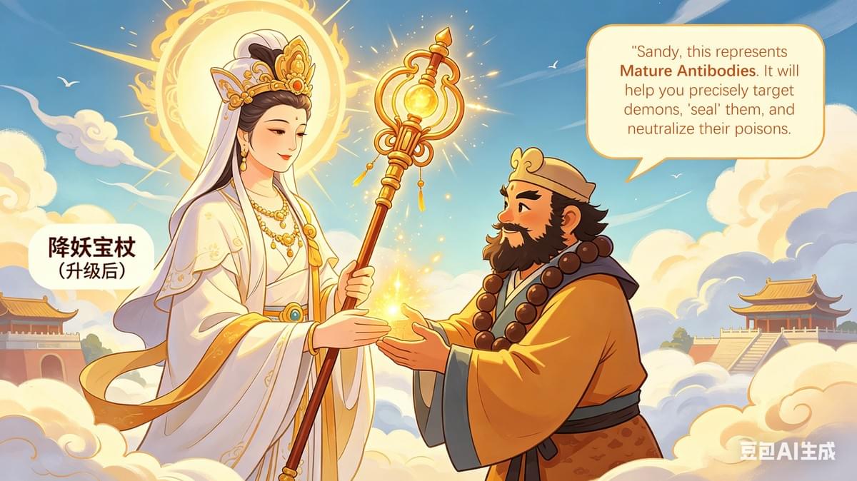 Episode 6: Guanyin’s Gifts – The Immune Gear-Up! After over two hours of intense combat, the Master and his disciples finally cleared the depths of Shancha Ridge, securing the "Great Tang Kingdom’s" first line of defense. Because General Yin had cooperated, Tang Monk kept his promise and let him go. The tiger-demon, moved to tears, fled the ridge, vowing never to do evil again. Despite their victory, the team was exhausted. Sun Wukong rubbed his aching arms. "Master, these demons are stubborn! My arms are sore from swinging the cudgel, and I still struggle to control my temper. I almost hit the 'commoners' (healthy cells) back there!" Zhu Bajie sighed, nursing his bruises. "I felt weak too, Master. Sometimes I wanted to send 'Battle Signals' (Cytokines) to Wukong and Sandy, but I just couldn't muster the energy. Plus, I almost got distracted and started slacking off mid-fight." Sha Wujing (Sandy) scratched his head sheepishly. "I can make 'Magic Treasures' (Antibodies), but they weren't strong enough or specific enough to stop the toxins quickly. If I were faster, you two wouldn't have been hurt." Tang Monk smiled warmly. "You all did your best. However, our 'Immune Squad' lacks the proper gear. Wukong is too impulsive (Over-activation), Bajie is a bit lazy (Lack of signaling), and Sandy hasn't fully mastered his production. We need the right tools to fix these flaws." Suddenly, the sky erupted in golden light. Guanyin Bodhisattva descended on a lotus throne, radiating peace. The disciples knelt in respect. "Greetings, Bodhisattva!" "Rise," Guanyin said kindly. "I have watched your journey and seen your struggles. I have brought three special treasures to upgrade your 'Immune Combat Power' and protect the Great Tang." The disciples' eyes lit up. Guanyin first handed an upgraded Golden Hoop to Tang Monk. "Tang Monk, this is for Wukong. It won't just keep his temper in check to prevent 'Collateral Damage' to healthy cells; it will also boost your own Antigen Recognition and Presentation. You will identify the demons' weaknesses (Antigen Peptides) much faster and relay that info to the team." Next, she gave an upgraded Nine-Toothed Rake to Pigsy. "Bajie, this corresponds to your CD40L molecules and Cytokines. Its nine teeth represent the nine main 'Battle Signals.' It will make you a master commander, allowing you to activate Wukong and Sandy instantly. No more slacking off—you are now the heart of the team's communication!" "Thank you, Bodhisattva!" Pigsy cheered, feeling a surge of focus he’d never felt before. Finally, she gave an upgraded Crescent Staff to Sandy. "Sandy, this represents Mature Antibodies. It will help you precisely target demons, 'seal' them, and neutralize their poisons. You will now be able to mass-produce specific 'Magic Treasures' to ensure no toxin goes un-neutralized." Guanyin then handed Tang Monk the Brocade Cassock and the Nine-Ringed Staff. "The Cassock represents the Complement System—it acts like an automated defense that can directly 'pop' (Lyse) demons. The Staff represents the Phagocytes—it will help you clean up any leftover demon fragments so they don't return." Guanyin looked at them seriously. "These are just tools. Your real strength comes from Coordination and Belief. The core of the immune system is Precision, Activation, and Cooperation. Only by working as one can you protect the body." With a flash of light, she vanished. The disciples felt transformed. Wukong felt calmer, Pigsy felt energized, and Sandy felt more capable than ever. "Master!" Wukong exclaimed. "I feel balanced. I won't hurt the innocent cells anymore!" Tang Monk smiled, but his expression soon shifted. A strange, eerie energy drifted from the distance. "Something is wrong. This doesn't smell like an outside invader... it feels like an 'evil' coming from inside the Great Tang itself. Quickly, we must investigate!" ________________________________________ Educational Key: The "Immune Gear" Explained 1.	Antigen Presentation (Tang Monk): The process where the body identifies a germ and "shows" its pieces to the fighter cells. 2.	CD40L & Cytokines (Pigsy/The Rake): These are the chemical "emails" and "phone calls" cells use to tell each other to start fighting. Without these, the immune system stays "lazy." 3.	Mature Antibodies (Sandy/The Staff): Specialized proteins that lock onto specific germs like a key in a lock to stop them from working. 4.	The Complement System (The Cassock): A group of proteins in the blood that can land on a germ and literally poke holes in it until it bursts (Membrane Attack Complex). 5.	Phagocytes (The Nine-Ringed Staff): The "garbage collectors" of the immune system that eat up dead germs and debris. Reference: Antigen presentation (Tang Monk) Janeway's Immunobiology — “Antigen processing and presentation”: https://www.ncbi.nlm.nih.gov/books/NBK27156/ Nature Reviews Immunology — overview of antigen presentation pathways: https://www.nature.com/articles/nri.2016.46 CD40L & cytokines (Pigsy/The Rake) Janeway's Immunobiology — “T cell help for B cells; CD40–CD40L”: https://www.ncbi.nlm.nih.gov/books/NBK27153/ Annual Review of Immunology — CD40/CD40L and cytokine signaling in adaptive immunity: https://www.annualreviews.org/doi/10.1146/annurev-immunol-032713-120259 Mature antibodies (Sandy/The Staff) Janeway's Immunobiology — “Antibodies and B cell responses”: https://www.ncbi.nlm.nih.gov/books/NBK27159/ Nature Reviews Immunology — structure and function of antibodies: https://www.nature.com/articles/nri.2017.76 The complement system (The Cassock) Janeway's Immunobiology — “Complement system”: https://www.ncbi.nlm.nih.gov/books/NBK27150/ Nature Reviews Immunology — complement pathways and membrane attack complex: https://www.nature.com/articles/nri.2017.31 Phagocytes (The Nine Ringed Staff) Janeway's Immunobiology — “Phagocytes and innate cellular responses”: https://www.ncbi.nlm.nih.gov/books/NBK27149/ Nature Reviews Immunology — neutrophils, macrophages and phagocytosis: https://www.nature.com/articles/nri.2017.55