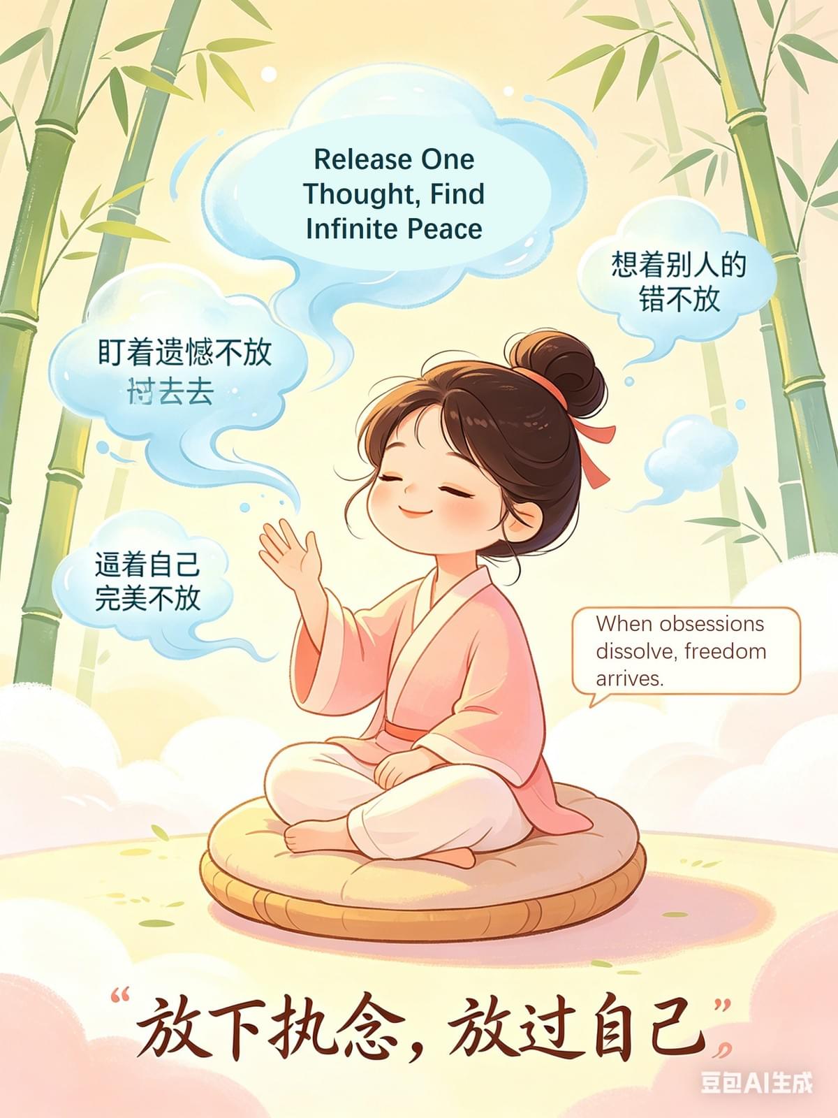 Eastern philosophical wisdom Article 25: Zen "Letting Go" — Release One Thought, Find Infinite Peace I. A Simple Philosophical Take Zen teaching says: "All suffering arises from attachment." Attachment (or obsession) is holding onto the past, fixating on regrets, dwelling on others' mistakes, or demanding perfection from yourself. The tighter you grip, the more exhausted you become; the more you dwell, the more it hurts.  Letting go is not about giving up on your goals or excusing those who hurt you. Rather, it means refusing to punish yourself for others' mistakes, refusing to let the past drain your present, and refusing to crush yourself under impossible standards. Letting go is an act of self-mercy. When the heart is emptied of these burdens, beauty has room to enter. When obsessions dissolve, freedom arrives. II. Everyday Applications In daily life, this means releasing the memory of a past mistake—instead of endless self-blame, you focus on doing better now. It means letting go of others' opinions—instead of being sensitive to every comment, you focus on your own life. It means accepting an unmet expectation—instead of fighting reality, you move forward with a calm heart. I have seen people carry the weight of a single failure for years. Once they practiced "letting go," their mood lightened instantly, and their lives became proactive again. Letting go is not losing; it is liberation. It is not a sign of weakness; it is a mark of wisdom. III. Summary Attachment is a stone in the heart; only by setting it down can you feel light. It is a mist before the eyes; only when it clears can you see the path. Most of our pain doesn't come from how bad a situation is, but from how tightly we cling to it. To let go is not to forget, but to stop agonizing. It is not necessarily to forgive, but to stop harboring a grudge. It is not to compromise, but to stop the internal friction. The past is gone, the future is not yet here, and the present is your most precious possession. Don't let an obsession ruin your current life, and don't let the past steal your present joy. To practice letting go, remind yourself daily with these questions: •	Will this matter a year from now? •	Is this person worth my emotional exhaustion? •	Is this standard actually attainable for me? Once you see the truth, let it go. You will gradually find that the more you release, the more joy you find; the fewer your obsessions, the greater your freedom. "Release one thought, find infinite peace." This is the simplest path to happiness in life. sagesse philosophique orientale Article 25 : Le Zen « Lâcher prise » — Se libérer d'une pensée, trouver la paix infinie  I. Une perspective philosophique simple  L'enseignement zen affirme : « Toute souffrance provient de l'attachement. » L'attachement (ou l'obsession) consiste à s'accrocher au passé, à se focaliser sur les regrets, à ressasser les erreurs d'autrui ou à exiger la perfection de soi-même. Plus on s'accroche, plus on s'épuise ; plus on rumine, plus la douleur est vive.  Lâcher prise ne signifie pas renoncer à ses objectifs ni excuser ceux qui nous ont blessés. Il s'agit plutôt de refuser de se punir pour les erreurs des autres, de refuser de laisser le passé empoisonner notre présent et de refuser de s'écraser sous le poids d'exigences impossibles. Lâcher prise est un acte de bienveillance envers soi-même. Lorsque le cœur est libéré de ces fardeaux, la beauté peut s'y épanouir. Lorsque les obsessions se dissipent, la liberté s'installe.  II. Applications quotidiennes  Au quotidien, cela signifie se libérer du souvenir d'une erreur passée — au lieu de s'auto-blâmer sans fin, se concentrer sur le fait de faire mieux maintenant. Cela signifie se détacher des opinions d'autrui : au lieu de s'offusquer de chaque commentaire, concentrez-vous sur votre propre vie. Cela signifie accepter une attente déçue : au lieu de lutter contre la réalité, avancez sereinement.  J'ai vu des personnes porter le poids d'un seul échec pendant des années. Dès qu'elles ont appris à lâcher prise, leur humeur s'est instantanément améliorée et elles ont repris une vie active. Lâcher prise n'est pas un échec ; c'est une libération. Ce n'est pas un signe de faiblesse ; c'est une marque de sagesse.  III. Résumé Le passé est révolu, l'avenir n'est pas encore là, et le présent est votre bien le plus précieux. Ne laissez pas une obsession gâcher votre vie actuelle, et ne laissez pas le passé vous voler votre joie présente.  Pour apprendre à lâcher prise, posez-vous chaque jour ces questions :  • Est-ce que cela aura encore de l'importance dans un an ?  • Est-ce que cette personne mérite mon épuisement émotionnel ?  • Est-ce que cet objectif est vraiment atteignable pour moi ?  Une fois la vérité révélée, lâchez prise. Vous constaterez progressivement que plus vous lâchez prise, plus vous trouvez de joie ; moins vous avez d'obsessions, plus vous êtes libre. « Lâchez prise sur une seule pensée, et vous trouverez la paix infinie. » C'est le chemin le plus simple vers le bonheur.