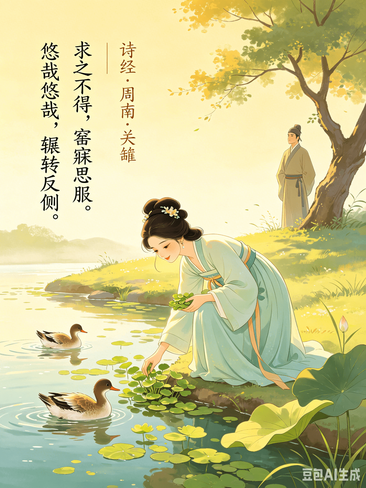 A Healing Guide to Classical Chinese Poetry: Curing Overthinking and Embracing a Relaxed Life Part 1: Pre-Qin to Han Dynasties (5 Chapters in Total) Chapter 1: Guan Ju from the Classic of Poetry (Shi Jing) — Embracing Your Emotions, Accepting Yourself, and Navigating Love and Life's Expectations with a Peaceful Mind I. The Original Poem “Guan, guan,” cry the ospreys, On the island in the river. The graceful, noble lady, A fine match for the gentleman. Uneven grow the water lilies, He seeks them left and right. The graceful, noble lady, Waking and sleeping, he seeks her. Seeking her but failing to win her, Waking and sleeping, he thinks of her. Longing, oh, longing! He tosses and turns in his bed. Uneven grow the water lilies, He plucks them left and right. The graceful, noble lady, With lutes and zithers, he befriends her. Uneven grow the water lilies, He gathers them left and right. The graceful, noble lady, With bells and drums, he delights her. II. Interpretation Most people misread Guan Ju as a passionate, even obsessive, ancient love poem. In truth, it is one of China’s earliest pieces of emotional healing literature. It teaches us how to manage our desires, accept our feelings, and find peace within ourselves.  The ospreys singing together by the river represent a natural companionship—side by side, yet not bound by force. This is the ultimate "relaxed" state of being. When the gentleman falls in love, he faces his joy directly; he doesn't suppress his feelings or deny his attraction. This is the first layer of self-acceptance.  However, when his love goes unrequited, he spends his nights tossing and turning, lost in thought. The author doesn't judge this attachment or force the gentleman to "just get over it." Instead, the poem openly describes his anxiety, yearning, and disappointment. Giving yourself permission to be sad is the second layer of emotional acceptance. The core wisdom of this poem is never about "getting the girl at all costs." Rather, it models a healthy emotional cycle: it begins with genuine affection, moves through the mental struggle of unmet desires, and concludes with graceful letting go. The gentleman doesn't demean himself because he was rejected. He doesn't obsessively stalk her or invalidate his own feelings. Instead, he lets go of the need to possess her, choosing to appreciate her from afar with the music of lutes, bells, and drums. He transforms a possessive obsession into a gentle, respectful appreciation.  The ancient ritual and musical culture of the Pre-Qin era shaped the unique "middle way" (moderation) found in this poem: to have desires but not be consumed by them; to have cravings but not become obsessed; to feel heartache but not destroy oneself over it. It dismantles a toxic modern mindset: If I like it, I must have it; if I expect it, it must happen; if I face rejection, I am a failure.  Guan Ju straightforwardly tells us: Emotions are neither right nor wrong, and having expectations is not a sin. The root of our mental exhaustion is never our desires—it is our inability to accept that things don't always go our way. It is the struggle to accept the very ordinary reality of "seeking, but not necessarily finding." For thousands of years, the most precious takeaway from this poem has been radical self-acceptance: allowing yourself to hope, allowing those hopes to fall through, allowing yourself to grieve, and—most importantly—allowing yourself to step back in time, preserving your dignity and grace. III. Practical Application Today, the mental exhaustion and overthinking most people experience is essentially a "Guan Ju style attachment." In the workplace, we obsess over a promotion or validation, believing that hard work must immediately equal reward. In relationships, we obsess over equal, mutual affection, believing that our pure intentions must be reciprocated perfectly. In life, we obsess over the "perfect path," demanding that our plans execute flawlessly.  The moment our expectations fall short, we spiral. We doubt ourselves, endlessly replay scenarios in our heads, and have late-night emotional breakdowns. We blame ourselves for being greedy while simultaneously refusing to let go of our fixations. We bounce between self-denial and bitterness, completely draining our mental and physical energy. By applying the wisdom of Guan Ju to our daily emotional regulation, we can practice three rules for a more relaxed, stress-free life: 1.	Accept your true desires without toxic self-denial. Don't punish yourself for having wants or expectations. Desiring to improve, to be loved, or to succeed is human nature. You don't need to feel "materialistic" or "selfish" just because you want something. Honestly acknowledging what you want is the first step to stop fighting yourself. 2.	Accept disappointment and allow things to go wrong. Just as the gentleman sought the lady and didn't get his way, life is full of unmet desires. Failing an interview, having your trust broken, or seeing your plans ruined are all normal parts of life. A setback doesn't mean you aren't good enough; it usually just means the timing, luck, or fit was off. Stop blaming external outcomes on internal flaws. 3.	Transform obsession into peaceful appreciation. If you don't get the promotion, there's no need to drain yourself in toxic workplace politics; just focus on quietly building your skills. If your affection isn't returned, you don't need to beg; keep your dignity, protect your heart, and gracefully bow out. If your life isn't perfectly ideal, don't force it to be; simply embrace the ordinary beauty of the present moment. Moving forward, try to adopt the mindset of Guan Ju: Love deeply without obsession, hope without forcing outcomes, and face both gains and losses with a calm heart. Cherish what you have when you have it, let go peacefully when you lose it. Do not suppress your feelings, and do not belittle yourself. With a gentle and peaceful mind, catch whatever life throws at you—the good and the bad—and finally break free from the exhausting cycle of overthinking.  Guide de guérison par la poésie classique chinoise : Guérir la rumination et embrasser une vie sereine  Partie 1 : Des dynasties pré-Qin aux Han (5 chapitres au total)  Chapitre 1 : Guan Ju du Classique des vers (Shi Jing) — Accueillir ses émotions, s'accepter et naviguer avec sérénité dans l'amour et les attentes de la vie  I. Le poème original « Guan, guan », crient les balbuzards, Sur l'île au milieu du fleuve. La gracieuse et noble dame, Une épouse parfaite pour le gentleman.  Les nénuphars poussent de façon irrégulière, Il les cherche de tous côtés. La gracieuse et noble dame, Éveillé et endormi, il la cherche.  La cherchant sans parvenir à la conquérir, Éveillé et endormi, il pense à elle. Désir, oh, désir ! Il se tourne et se retourne dans son lit.  Les nénuphars poussent de façon irrégulière, Il les cueille de tous côtés. La gracieuse et noble dame, avec des luths et des cithares, il se lie d'amitié avec elle.  Les nénuphars poussent de façon irrégulière, il les cueille de tous côtés. La gracieuse et noble dame, avec des cloches et des tambours, il la ravit.  II. Interprétation. La plupart des gens interprètent à tort le Guan Ju comme un poème d'amour ancien, passionné, voire obsessionnel. En réalité, il s'agit de l'une des premières œuvres de la littérature chinoise consacrées à la guérison émotionnelle. Il nous enseigne comment maîtriser nos désirs, accepter nos sentiments et trouver la paix intérieure.  Les balbuzards qui chantent ensemble au bord de la rivière représentent une camaraderie naturelle : côte à côte, sans contrainte. C'est l'état de sérénité par excellence. Lorsque le gentilhomme tombe amoureux, il affronte sa joie sans détour ; il ne refoule pas ses sentiments ni ne nie son attirance. C'est le premier pas vers l'acceptation de soi.  Cependant, lorsque son amour reste sans réponse, il passe ses nuits à se tourner et se retourner dans son lit, perdu dans ses pensées. L'auteur ne juge pas cet attachement et n'oblige pas le gentleman à « passer à autre chose ». Au contraire, le poème décrit ouvertement son angoisse, son désir ardent et sa déception. S'autoriser à être triste constitue la seconde étape de l'acceptation émotionnelle.  La sagesse fondamentale de ce poème ne réside jamais dans l'obsession de « conquérir la femme à tout prix ». Il illustre plutôt un cycle émotionnel sain : il commence par une affection sincère, traverse la lutte intérieure des désirs inassouvis et s'achève par un lâcher-prise empreint de grâce. Le gentleman ne s'abaisse pas à cause de son rejet. Il ne la harcèle pas de manière obsessionnelle et ne nie pas ses propres sentiments. Au contraire, il renonce au besoin de la posséder, choisissant de l'apprécier de loin, au son des luths, des cloches et des tambours. Il transforme une obsession possessive en une douce et respectueuse appréciation.  La culture rituelle et musicale ancestrale de l'ère pré-Qin a façonné la « voie du milieu » (la modération) unique que l'on retrouve dans ce poème : avoir des désirs sans s'y laisser consumer ; éprouver des envies sans devenir une obsession. Ressentir du chagrin sans s'autodétruire. Cela déconstruit une mentalité moderne toxique : si je le veux, je dois l'obtenir ; si je l'attends, cela doit arriver ; si je suis rejeté, je suis un échec.  Guan Ju nous dit simplement : les émotions ne sont ni bonnes ni mauvaises, et avoir des attentes n'est pas un péché. La source de notre épuisement mental n'est jamais nos désirs, mais notre incapacité à accepter que les choses ne se déroulent pas toujours comme prévu. C'est la difficulté à accepter la réalité très ordinaire de « chercher sans nécessairement trouver ».  Depuis des millénaires, l'enseignement le plus précieux de ce poème est l'acceptation radicale de soi : s'autoriser à espérer, à accepter que ces espoirs s'évanouissent, à faire son deuil et, surtout, à se remettre dans le passé, en préservant sa dignité et sa grâce.  III. Application pratique. Aujourd'hui, l'épuisement mental et la rumination mentale que la plupart des gens ressentent sont essentiellement un « attachement de type Guan Ju ». Au travail, nous sommes obsédés par une promotion ou une reconnaissance, persuadés que le travail acharné doit être immédiatement récompensé. Dans nos relations, nous recherchons une affection réciproque et égale, croyant que nos intentions pures doivent être parfaitement réciproques. Dans la vie, nous sommes obsédés par le « chemin parfait », exigeant que nos plans se déroulent sans accroc.  Dès que nos attentes sont déçues, nous perdons pied. Nous doutons de nous-mêmes, nous repassons sans cesse en boucle les mêmes scénarios dans notre tête et nous souffrons de crises émotionnelles nocturnes. Nous nous blâmons d'être avides tout en refusant de lâcher prise sur nos obsessions. Nous oscillons entre le déni de soi et l'amertume, ce qui nous épuise mentalement et physiquement.  En appliquant la sagesse du Guan Ju à notre gestion émotionnelle quotidienne, nous pouvons mettre en pratique trois règles pour une vie plus sereine et sans stress :  1. Acceptez vos véritables désirs sans vous imposer un déni toxique. Ne vous punissez pas d'avoir des envies ou des attentes. Désirer s'améliorer, être aimé ou réussir est dans la nature humaine. Vous n'avez pas à vous sentir « matérialiste » ou « égoïste » simplement parce que vous désirez quelque chose. Reconnaître honnêtement ce que vous voulez est la première étape pour cesser de lutter contre vous-même.  2. Acceptez la déception et laissez les choses tourner mal. Tout comme le gentleman a courtisé la dame sans obtenir ce qu'il voulait, la vie est pleine de désirs insatisfaits. Rater un entretien d'embauche, Voir ses projets réduits à néant fait partie intégrante de la vie. Un revers ne signifie pas que vous êtes incapable ; il s’agit généralement d’une simple question de timing, de chance ou d’adéquation. Cessez de rejeter la faute sur vos propres faiblesses et d’imputer les résultats extérieurs à des problèmes internes.  3. Transformez l’obsession en une appréciation sereine. Si vous n’obtenez pas la promotion, inutile de vous épuiser dans des jeux de pouvoir toxiques au travail ; concentrez-vous plutôt sur le développement discret de vos compétences. Si votre affection n’est pas réciproque, inutile de supplier ; gardez votre dignité, protégez votre cœur et retirez-vous avec élégance. Si votre vie n’est pas parfaite, ne la forcez pas à l’être ; appréciez simplement la beauté ordinaire du moment présent.  À l’avenir, essayez d’adopter l’état d’esprit du Guan Ju : aimez profondément sans obsession, espèrez sans forcer les choses et accueillez les gains comme les pertes avec sérénité. Chérissez ce que vous avez tant que vous l’avez, et laissez partir en paix ce que vous perdez. N’étouffez pas vos sentiments et ne vous dévalorisez pas. Avec un esprit serein et paisible, accueillez tout ce que la vie vous réserve — le bon comme le mauvais — et libérez-vous enfin du cycle épuisant de la rumination.