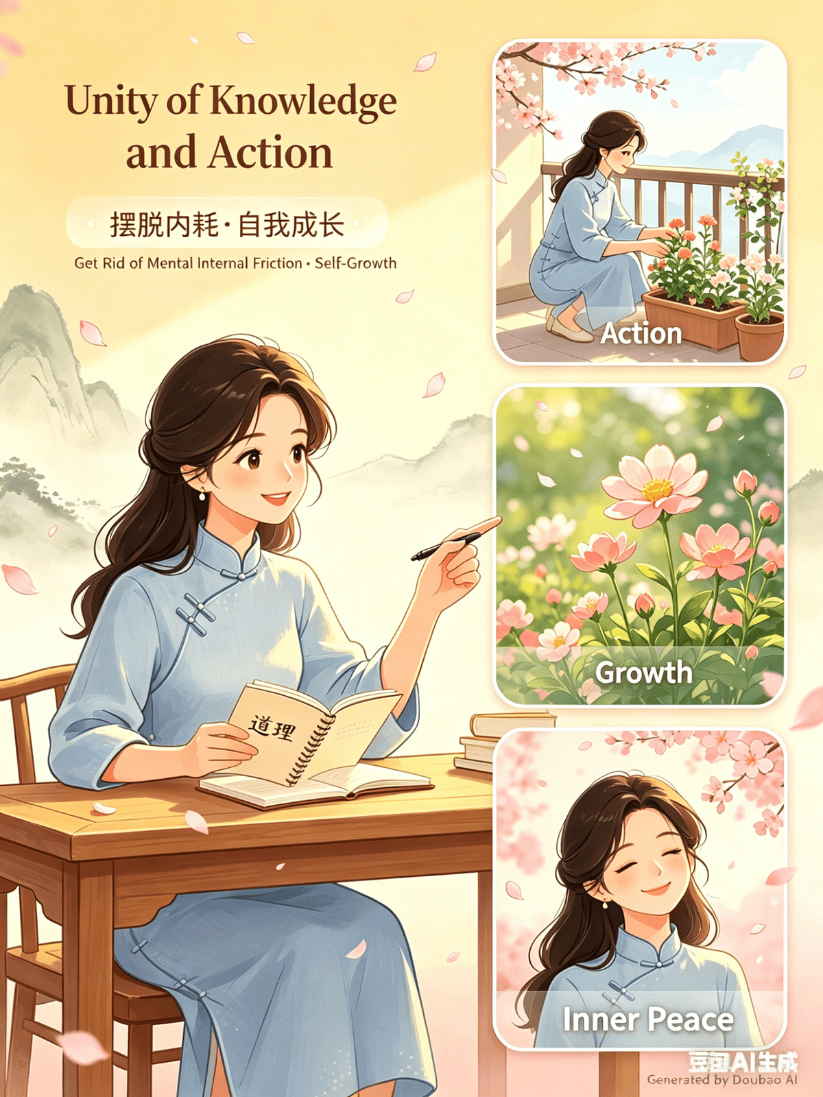 Essay 6: Wang Yangming’s “Unity of Knowing and Doing” — Growth Through Action Part 1: Simple Explanation (≈200 words) Wang Yangming’s philosophy of “the unity of knowing and doing” means that understanding a principle is only the beginning—true knowledge comes from putting it into practice. As he said, “Knowing is the start of doing, and doing is the completion of knowing.” Many people feel they understand many life lessons, yet still struggle. The reason is simple: they stop at “knowing” and fail to act. Without action, knowledge remains abstract and cannot solve real problems. This principle teaches us that wisdom is not measured by how much we know, but by how well we apply it. By turning knowledge into action, we refine our character, grow as individuals, and experience the satisfaction of real progress. ________________________________________ Part 2: Practical Examples (≈200 words) If you know you should manage your emotions, don’t just say it—practice it. When upset, pause and take deep breaths before speaking. Over time, you will develop emotional control. If you want to improve yourself, don’t procrastinate. Wake up earlier to read or learn daily. Small, consistent actions lead to meaningful growth. If you value family, show it through action—spend time talking or cooking together, instead of only thinking about it. If you want to stay present, put down distractions and focus on what you are doing. Through action, you will experience the power of attention. ________________________________________ Part 3: Summary (≈600 words) The wisdom of “the unity of knowing and doing” is essential for overcoming inner conflict and achieving personal growth. It reminds us that knowledge without action has little value. Only by applying what we know can we truly transform ourselves and improve our lives. Growth does not happen overnight. It is built through small, consistent actions. Every step forward, no matter how small, contributes to becoming a better version of yourself. In daily life, practicing this principle begins with letting go of the habit of “knowing without doing.” Instead of taking comfort in understanding ideas, start applying them in concrete ways. Second, embrace learning through action. Real growth happens in the process of doing—facing challenges, solving problems, and gaining experience. Difficulties are not obstacles but opportunities to strengthen your character. Finally, accept imperfection in the process. You will make mistakes and face setbacks—that is part of growth. Rather than being overly critical, learn, adjust, and continue moving forward. You don’t need to become perfect overnight, nor should you criticize yourself for falling short. By steadily applying what you know, you will experience the joy of growth and develop greater confidence and resilience. Through consistent action, you can reduce inner conflict, live more intentionally, and ultimately create a life of balance, fulfillment, and genuine happiness.