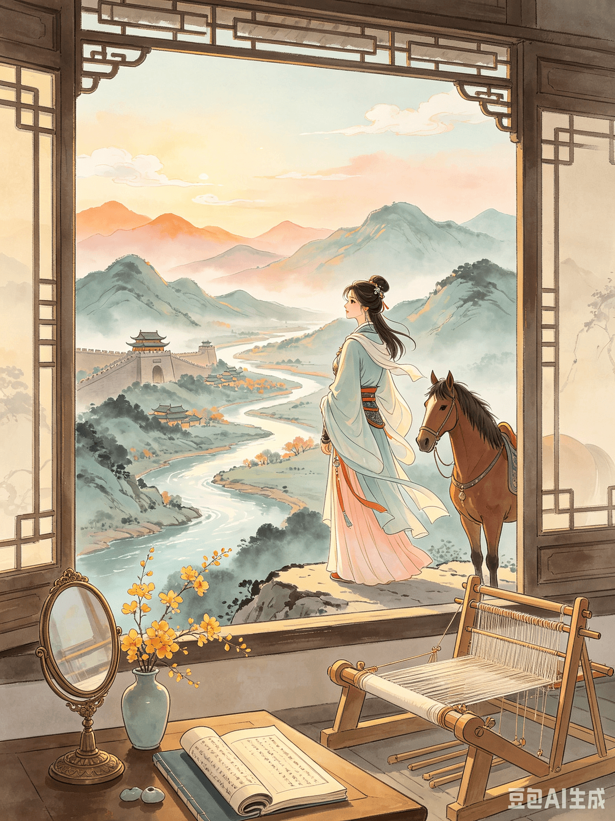 A Healing Guide to Classical Chinese Poetry: Curing Overthinking and Embracing a Relaxed Life  Chapter 8: The Ballad of Mulan — Carrying Responsibility, Yet Knowing How to Relax: Balancing Your Mind Amidst Busyness I. The Original Poem Click-clack, click-clack, Mulan weaves at the door. No sound of loom or shuttle, only the maiden's sighs. Last night I saw the conscription papers; the Khan is raising a great army. The military scrolls are twelve in number, and on every one, my father's name. My father has no grown sons, Mulan has no elder brother. I'm willing to buy a saddle and horse, and from now on, enlist in my father's stead. Ten thousand li to the battlefield, mountains and passes I flew across. The northern winds carried the clatter of watch-drums, cold light gleamed on iron armor. Generals died in a hundred battles, valiant warriors returned after ten years. Returning, she saw the Son of Heaven; the Son of Heaven sat in the Bright Hall. He awarded her twelve ranks of merit, and bestowed hundreds of thousands in gifts. The Khan asked what she desired; Mulan declined the post of Imperial Secretary, Wishing only for a swift steed to carry her back to her hometown. She opened her East Chamber door, sat on her West Chamber bed. She took off her wartime robe, put on her old-fashioned dress. By the window, she arranged her cloudy hair, before the mirror, she adorned her face with yellow floral powder. II. Interpretation The Northern Dynasties folk song, The Ballad of Mulan, stands as a unique guide for modern adults on balancing responsibility and relaxation. It specifically addresses mental exhaustion stemming from busy anxiety, forced pressure, fear of stopping, and being bound by duty. It teaches us: fulfill your duties without over-extending yourself, bear burdens without becoming tense, be capable of handling challenges, but also know when to gracefully withdraw. To be busy with purpose, and to be relaxed with self-contentment. Mulan's life embodies a dual state, achieving an extreme yet clear balance. At home, she was an ordinary maiden, weaving through the days, living a stable and leisurely life, enjoying simple contentment. When her family was faced with military conscription and her elderly father faced danger, she neither shirked her family responsibilities nor avoided the pressure. She confronted the heavy burden of life head-on, resolutely joined the army, and went to the frontier. She faced the hardships of war and the dangers of the battlefield, carrying the dual responsibilities of filial piety and national duty for ten years. She did not evade problems, give up, or act childishly. Yet, the most healing aspect of the entire poem is not Mulan's bravery and tenacity, but her clear-headed withdrawal after achieving success: with military achievements, high office, and power and fame within reach, Mulan showed no attachment to glory. She resolutely refused court appointments, asking only to return home, shed her armor, and resume her civilian life in the women's chambers, returning to ordinary, everyday existence. This poem shatters a major modern misconception: that being responsible means constant burden; that being in a high position means never stopping; that having duties means self-sacrifice. True maturity lies in giving your all when duty calls, but also knowing how to calmly let go when it's time. It means not coveting fame and fortune, not forcing yourself into endless busyness, and balancing responsibility with self-care, pressure with relaxation. III. Practical Application Most modern adults fall into responsibility-bound overthinking: •	As employees, burdened by performance metrics, they dare not take leave or rest, fearing falling behind or losing their jobs. •	As children or partners, they bear the burden of family livelihood and expectations, constantly sacrificing themselves to shoulder pressure, afraid to show weakness or stop. •	They are accustomed to doing everything themselves, taking on all responsibilities, afraid to entrust tasks to others. Over time, their bodies and minds become drained, leading to exhaustion and depression. They are caught in a cycle where forced busyness leads to anxiety, and bearing more burdens leads to more overthinking. By drawing on Mulan's wisdom for balance, we can construct adult rules for relaxed living and bid farewell to burden-induced overthinking: 1.	Fulfill duties without over-extending; bear pressure without rigid resistance. When responsibility calls, face work tasks and family matters directly. Don't avoid, give up, or passively shirk. Work diligently to stabilize the situation. However, don't monopolize all the pressure or strive for perfection in every single thing. Learn to show weakness when capabilities are exceeded, and moderately entrust tasks to others. You don't have to carry everything alone. 2.	Downplay utilitarian obsessions; know when to withdraw appropriately. After working hard to achieve goals and fulfill responsibilities, there's no need to cling to the desire for more rewards or higher status. Once a task is done, you can step back; there's no need for endless, competitive striving. At work, once your tasks are done, you can leave; there's no need for ineffective overtime. Do your best to care for your family, but don't demand perfection from yourself as a family member. Let go of the perfect persona. 3.	Switch between life roles; return to self promptly. Like Mulan changing her armor for civilian clothes, adults must learn to switch roles. Be diligent at work, but after hours, shed your professional identity and let go of work-related worries. Fulfill your societal responsibilities externally, but return to your authentic self in solitude, cutting off anxieties and preventing them from intruding on each other. 4.	Accept ordinary trade-offs; don't be kidnapped by responsibility. Taking on responsibility is a choice; enjoying relaxation is a right. Don't morally bind yourself, and don't let responsibilities overwhelm your body and mind. Living well is far more important than striving for perpetual excellence. Be capable of bearing burdens, but also capable of withdrawing and healing yourself. Give your full effort when duty calls, and be relaxed and at ease when not. Balance responsibility and self; be busy but not flustered, tired but not exhausted, living calmly and peacefully.  Guide de guérison par la poésie classique chinoise : Guérir le stress et embrasser une vie sereine  Chapitre 8 : La Ballade de Mulan — Porter ses responsabilités tout en sachant se détendre : Trouver l’équilibre mental au milieu du tumulte  I. Le poème original : Clac-clac, clac-clac, Mulan tisse à la porte. Aucun bruit de métier à tisser ni de navette, seulement les soupirs de la jeune fille. Hier soir, j’ai vu les papiers de conscription ; le Khan lève une grande armée. Il y a douze rouleaux militaires, et sur chacun d’eux, le nom de mon père.  Mon père n’a pas de fils adultes, Mulan n’a pas de frère aîné. Je suis prête à acheter une selle et un cheval, et désormais, à m’engager à la place de mon père. Dix mille li jusqu’au champ de bataille, montagnes et cols franchis à toute vitesse. Les vents du nord portaient le cliquetis des tambours de garde, une lumière froide brillait sur les armures de fer. Des généraux périrent dans cent batailles, de vaillants guerriers revinrent après dix ans d'absence. À son retour, elle vit le Fils du Ciel ; le Fils du Ciel siégeait dans la Salle Lumineuse. Il lui conféra douze grades de mérite et la combla de présents d'une valeur inestimable. Le Khan lui demanda ce qu'elle désirait ; Mulan déclina le poste de Secrétaire Impériale,  souhaitant seulement un destrier rapide pour la ramener dans sa ville natale. Elle ouvrit la porte de sa Chambre Est et s'assit sur son lit de la Chambre Ouest. Elle ôta sa robe de guerre et revêtit sa robe d'antan. Près de la fenêtre, elle arrangea ses cheveux ébouriffés, puis, devant le miroir, elle se para le visage d'une poudre florale jaune.  II. Interprétation. La chanson folklorique des Dynasties du Nord, La Ballade de Mulan, offre un guide précieux aux adultes d'aujourd'hui sur l'équilibre entre responsabilité et détente. Elle aborde notamment l'épuisement mental causé par l'anxiété liée à l'activité, la pression constante, la peur de l'inaction et le poids du devoir. Elle nous enseigne : accomplir ses devoirs sans s'épuiser, supporter les fardeaux sans se laisser gagner par le stress, être capable de relever les défis, mais aussi savoir se retirer avec élégance. Être occupé avec un but précis, et se détendre dans la satisfaction de soi.  La vie de Mulan incarne cette dualité, atteignant un équilibre à la fois extrême et évident. Chez elle, c'était une jeune fille ordinaire, menant une vie paisible et stable, savourant un contentement simple. Lorsque sa famille fut confrontée à la conscription et que son père âgé fut en danger, elle ne se déroba ni à ses responsabilités familiales ni à la pression. Elle affronta de front le lourd fardeau de la vie, s'engagea résolument dans l'armée et partit pour la frontière. Elle affronta les épreuves de la guerre et les dangers du champ de bataille, portant pendant dix ans la double responsabilité de la piété filiale et du devoir national. Elle ne fuyait pas les problèmes, n'abandonnait pas et ne se comportait pas comme une enfant. Pourtant, l'aspect le plus apaisant de ce poème n'est pas tant le courage et la ténacité de Mulan que son retrait lucide après avoir atteint le succès : alors que ses exploits militaires, son poste prestigieux, le pouvoir et la gloire étaient à portée de main, Mulan ne manifesta aucun attachement à la gloire. Elle refusa catégoriquement les invitations à la cour, ne demandant qu'à rentrer chez elle, à déposer son armure et à reprendre sa vie civile dans les appartements des femmes, à retrouver le cours ordinaire de son existence. Ce poème brise une idée reçue moderne très répandue : celle selon laquelle être responsable signifie un fardeau constant ; qu'occuper une position élevée signifie ne jamais s'arrêter ; que les devoirs impliquent le sacrifice de soi. La véritable maturité réside dans le fait de se donner à fond lorsque le devoir appelle, mais aussi de savoir lâcher prise sereinement le moment venu. Cela signifie ne pas convoiter la gloire et la fortune, ne pas s'imposer une activité incessante et trouver l'équilibre entre responsabilité et bien-être, entre pression et détente.  III. Application pratique. La plupart des adultes modernes sont victimes de ruminations liées aux responsabilités :  • En tant qu’employés, accablés par les indicateurs de performance, ils n’osent pas prendre de congés ni se reposer, de peur de prendre du retard ou de perdre leur emploi.  • En tant qu’enfants ou conjoints, ils portent le fardeau des besoins et des attentes de la famille, se sacrifiant constamment pour supporter la pression, craignant de montrer des faiblesses ou de s’arrêter.  • Habitués à tout faire eux-mêmes, à assumer toutes les responsabilités, ils craignent de confier des tâches à autrui. Avec le temps, leur corps et leur esprit s’épuisent, ce qui conduit à la fatigue et à la dépression. Ils sont pris dans un cercle vicieux où l’activité forcée engendre l’anxiété, et où plus on porte de fardeaux, plus on rumine.  En nous inspirant de la sagesse de Mulan pour trouver l’équilibre, nous pouvons établir des règles de vie sereines pour les adultes et dire adieu aux ruminations liées au stress :  1. Accomplir ses devoirs sans s’épuiser ; supporter la pression sans résistance excessive. Lorsque les responsabilités appellent, affronter de front les tâches professionnelles et les affaires familiales. Ne pas les éviter, ne pas abandonner, ne pas se dérober passivement. Travailler avec diligence pour stabiliser la situation. Cependant, ne monopolisez pas toute la pression et ne recherchez pas la perfection en tout. Apprenez à reconnaître vos limites lorsque vos capacités sont dépassées et déléguez les tâches avec modération. Vous n'avez pas à tout porter sur vos épaules.  2. Modérez vos obsessions utilitaristes ; sachez vous retirer au bon moment. Après avoir travaillé dur pour atteindre vos objectifs et remplir vos responsabilités, il est inutile de s'accrocher à l'envie d'obtenir plus de récompenses ou un statut plus élevé. Une fois une tâche accomplie, vous pouvez prendre du recul ; inutile de se livrer à une compétition sans fin. Au travail, une fois vos tâches terminées, vous pouvez partir ; inutile de faire des heures supplémentaires improductives. Faites de votre mieux pour prendre soin de votre famille, mais n'exigez pas la perfection de vous-même en tant que membre de celle-ci. Abandonnez l'image de la perfection.  3. Alternez les rôles dans votre vie ; retrouvez rapidement votre véritable nature. À l'instar de Mulan qui change de costume pour des vêtements civils, les adultes doivent apprendre à alterner les rôles. Soyez consciencieux au travail, mais après les heures de bureau, abandonnez votre identité professionnelle et libérez-vous des soucis liés au travail. Assumez vos responsabilités sociales, mais retrouvez votre véritable nature dans la solitude, en vous libérant de vos angoisses et en évitant qu'elles ne s'influencent mutuellement.  4. Acceptez les compromis du quotidien ; ne vous laissez pas submerger par les responsabilités. Prendre des responsabilités est un choix ; se détendre est un droit. Ne vous imposez pas de contraintes morales et ne laissez pas les responsabilités vous accabler. Bien vivre est bien plus important que de rechercher l'excellence à tout prix.  Soyez capable de porter des fardeaux, mais aussi de vous retirer et de vous ressourcer. Donnez le meilleur de vous-même lorsque le devoir vous appelle et soyez détendu et serein le reste du temps. Trouvez l'équilibre entre responsabilités et bien-être personnel ; soyez occupé sans être agité, fatigué sans être épuisé, et vivez dans le calme et la paix.