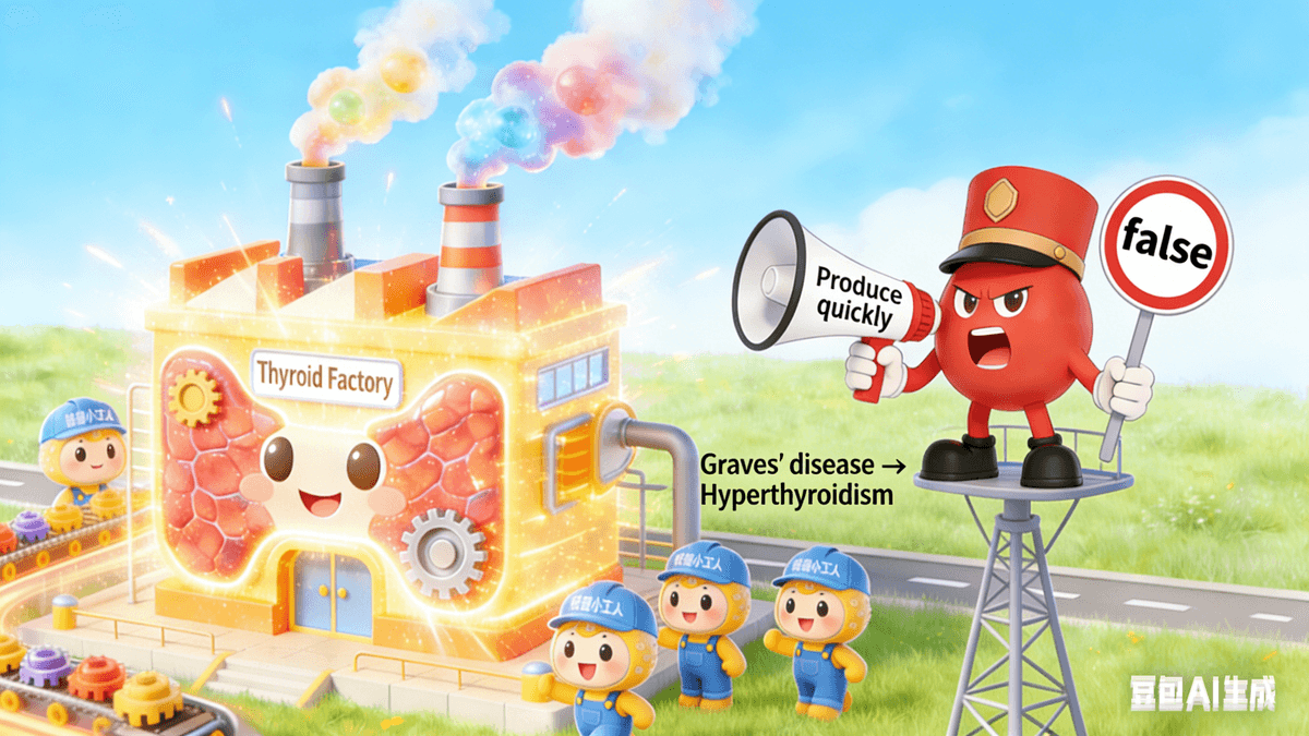 3. The Relationship Between the Two: Graves' syndrome is the "number one culprit" of hyperthyroidism. Hyperthyroidism is a result (the factory overproduction), while Graves' syndrome is one of the most common causes of this result. To illustrate: hyperthyroidism is like "a leaky faucet that won't turn off," and Graves' syndrome is like "the faucet switch is broken and uncontrollable." Not all hyperthyroidism is caused by Graves' syndrome, but in most cases of hyperthyroidism in children and adults, the culprit is this mischievous Graves' syndrome.