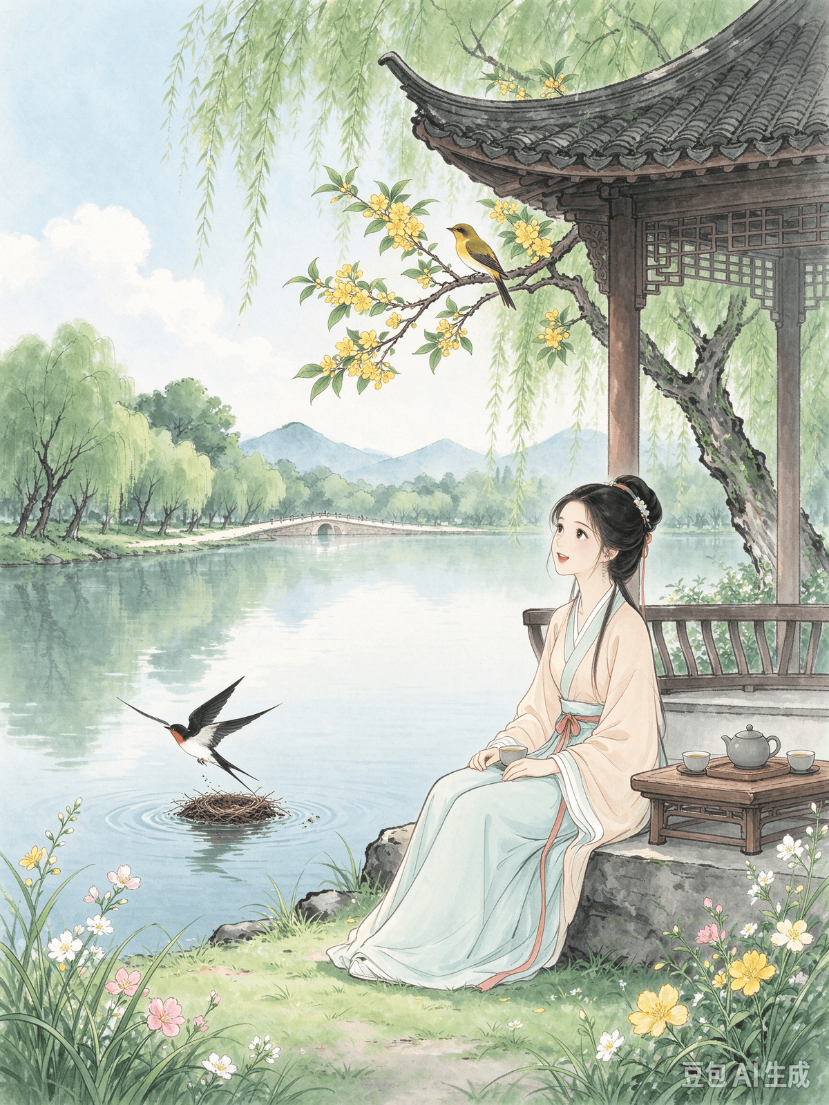 The Classical Poetry Healing Guide: Overcoming Inner Friction Through Ancient Rhymes for a Relaxed Life  Article 2: Bai Juyi's "Spring Stroll on Qiantang Lake" — Embracing the Vitality of Spring, Relieving Stress, and Finding Healing in Nature I. Original Poem North of Gushan Temple, west of Jia Pavilion, The water's surface is just brimming, the clouds hang low. A few early orioles fight for the warm branches, Whose new swallows are pecking at the spring mud? A riot of blooming flowers gradually dazzles the eye, The shallow grass can just cover a horse's hooves. What I love most is the east of the lake, where I can never walk enough, The white sand embankment under the shade of green poplars. II. Poem Interpretation "Spring Stroll on Qiantang Lake" is a classic nature-healing poem from the Mid-Tang Dynasty, perfectly suited for modern individuals who are chronically stressed, mentally exhausted, and emotionally numb. Walking around West Lake after finishing his official duties, Bai Juyi doesn't chase after grand, majestic views. Instead, he captures the subtle, fresh vitality of early spring: the rising lake waters, the low-hanging clouds, orioles fighting for sunlit branches, swallows gathering mud for their nests, the first blooming wildflowers, newly sprouted grass, and willow branches gently sweeping the long embankment. The entire poem lacks grand emotional declarations; it simply offers the immersive joy of observing nature's delicate details. The core of the poet’s relaxation technique lies in actively stepping out of closed, oppressive environments. By shifting his focus from complicated chores to the vibrant world around him, he uses the vitality of nature to dilute accumulated stress. The biggest emotional dilemma for modern people is being trapped in cubicles, rooms, and behind screens for long periods. With our brains constantly processing work messages, interpersonal conflicts, and daily anxieties, our senses gradually become numb. We lose the ability to perceive beauty and become prone to emotional breakdowns over the smallest things. The early spring at West Lake harbors three layers of healing logic:  •	First, subtle vitality possesses inherent healing power. You don't need to travel far to famous mountains or great rivers; the plants along the street, flying birds, and drifting clouds can all soothe a tense mind. •	Second, slowing down is the key to stress relief. The poet strolls slowly—not rushing, not thinking about work—fully immersing himself in the present scenery to pause his brain's endless rumination. •	Third, proactively create moments to space out. No matter how busy life gets, you need to carve out time to connect with nature and break the loop of anxious thoughts. External pressures won't vanish out of thin air, but natural scenery can broaden your perspective and shrink the weight of your worries. III. Real-world Application Modern office workers commonly suffer from the inner friction of high-pressure numbness. Sitting in an office all day facing endless reports, meetings, and client demands keeps the brain running at high speed. Even after work, we are interrupted by work messages, leading to physical and mental tension and insomnia. During our downtime, we mindlessly scroll through short videos, passively receiving fragmented information, unable to truly relax, leaving our minds restless. Long-term confinement indoors makes us oblivious to the changing seasons, and trivial matters easily make us irritable and angry. Draw inspiration from the Qiantang Lake stroll as a low-cost way to relieve mental stress: •	Regularly step out of confined spaces and actively connect with nature. You don't need a long-distance trip. Set aside twenty minutes a day for a walk in a park, by a river, or even along a street's green belt. Observing flowers, plants, and birds up close—this physical change of space can quickly disrupt negative thought loops. •	Slow your pace and immerse yourself in the present. Put down your phone while walking. Don't plan for the future or review your work day. Simply feel the breeze, the light and shadows, and the scent of the vegetation. Just like the poet, focus on the early spring scenery in front of you, forcing your brain to stop its exhausting overthinking. •	Actively capture small signs of life to rebuild your perception. Deliberately notice the changing seasons: the tender buds of early spring, the evening breeze of summer, the falling leaves of autumn, and the warm sun of winter. These low-cost beauties can continuously nourish your emotions and alleviate long-term mental fatigue. •	Establish dedicated downtime and refuse to fill every gap. You don't need to pack your rest time completely full. Leave a block of time for a purposeless, slow stroll. Don't chase productivity or results; simply please yourself and soothe the anxiety brought on by chronic tension. The best prescription for relieving life's pressures is never far away; it lies in the scenery of the four seasons right beside you. Take a slow walk to view the spring, quietly admire its vitality, let nature dissolve your exhaustion, and reclaim a relaxed, peaceful state of mind.  Guide de guérison par la poésie classique : surmonter les tensions intérieures grâce aux rimes anciennes pour une vie sereine  Article 2 : « Promenade printanière sur le lac Qiantang » de Bai Juyi — Accueillir la vitalité du printemps, évacuer le stress et trouver l'apaisement dans la nature I. Le poème original Au nord du temple Gushan, à l'ouest du pavillon Jia, l'eau affleure les rives et les nuages flottent bas. Quelques loriots précoces se disputent les branches tièdes ; quelles hirondelles nouvelles picorent la boue printanière ? Une profusion de fleurs éblouit peu à peu le regard ; l'herbe basse recouvre à peine les sabots des chevaux. Ce que je préfère, c'est l'est du lac, où je ne me lasse jamais de flâner : la digue de sable blanc, à l'ombre des peupliers verts. II. Interprétation du poème « Promenade printanière sur le lac Qiantang » est un poème classique de l'époque des Tang (période médiane) célébrant le pouvoir apaisant de la nature ; il est idéal pour les personnes d'aujourd'hui souffrant de stress chronique, d'épuisement mental et d'engourdissement émotionnel. En se promenant autour du Lac de l'Ouest après ses obligations officielles, Bai Juyi ne cherche pas les panoramas grandioses ou majestueux. Il saisit plutôt la vitalité subtile et fraîche du début du printemps : la montée des eaux du lac, les nuages bas, les loriots disputant des branches ensoleillées, les hirondelles récoltant de la boue pour leurs nids, les premières fleurs sauvages, l'herbe naissante et les branches de saule effleurant doucement la longue digue. Le poème ne contient aucune grande déclaration émotionnelle ; il offre simplement la joie immersive d'observer les détails délicats de la nature. L'essence de la technique de relaxation du poète réside dans le fait de sortir activement d'environnements clos et oppressants. En détournant son attention des tâches complexes pour se tourner vers le monde vibrant qui l'entoure, il utilise la vitalité de la nature pour dissiper le stress accumulé. Le principal dilemme émotionnel des gens modernes est d'être confinés pendant de longues périodes dans des bureaux, des pièces fermées ou derrière des écrans. Alors que notre cerveau traite en permanence messages professionnels, conflits interpersonnels et angoisses quotidiennes, nos sens finissent par s'émousser. Nous perdons la capacité de percevoir la beauté et devenons vulnérables, prêts à craquer émotionnellement pour la moindre contrariété. Le début du printemps au lac de l'Ouest recèle trois dimensions thérapeutiques : •	Premièrement, une vitalité subtile possède un pouvoir de guérison inhérent. Point n'est besoin de parcourir de longues distances vers des montagnes célèbres ou de grands fleuves ; les plantes en bord de rue, les oiseaux en vol et les nuages à la dérive peuvent apaiser un esprit tendu. •	Deuxièmement, ralentir est la clé pour évacuer le stress. Le poète flâne lentement — sans se presser ni penser au travail — et s'immerge pleinement dans le paysage pour interrompre le flux incessant des ruminations mentales. •	Troisièmement, il faut créer activement des moments pour s'évader. Quel que soit le rythme effréné de la vie, il est nécessaire de se ménager du temps pour se reconnecter à la nature et briser le cycle des pensées anxieuses. Les pressions extérieures ne disparaîtront pas par enchantement, mais les paysages naturels peuvent élargir votre perspective et alléger le poids de vos soucis. III. Application concrète Les employés de bureau modernes souffrent souvent d'un tiraillement intérieur né d'une forme d'engourdissement dû à une forte pression. Passer la journée assis au bureau, face à une accumulation de rapports, de réunions et d'exigences clients, maintient le cerveau en surrégime. Même après le travail, nous sommes sollicités par des messages professionnels, ce qui engendre tensions physiques, mentales et insomnies. Durant nos temps morts, nous faisons défiler machinalement de courtes vidéos, absorbant passivement des informations fragmentées sans parvenir à nous détendre véritablement, laissant notre esprit agité. L'enfermement prolongé à l'intérieur nous rend insensibles au changement des saisons, et des détails anodins nous rendent facilement irritables ou colériques. Inspirez-vous de la promenade au lac de l'Ouest pour soulager votre stress mental à moindre coût : •	Sortez régulièrement des espaces clos pour entrer en contact avec la nature. Pas besoin de grand voyage : consacrez vingt minutes par jour à une marche dans un parc, au bord d'une rivière ou même le long d'une allée arborée. Observer de près les fleurs, les plantes et les oiseaux — ce changement d'environnement physique peut rapidement briser les cycles de pensées négatives. •	Ralentissez le pas et imprégnez-vous du moment présent. Rangez votre téléphone pendant la marche. Ne planifiez pas l'avenir et ne repassez pas votre journée de travail en boucle. Contentez-vous de ressentir la brise, le jeu de l'ombre et de la lumière, ainsi que le parfum de la végétation. Tout comme le poète, concentrez-vous sur le paysage du début du printemps qui s'offre à vous, forçant ainsi votre esprit à cesser de trop cogiter, ce qui est épuisant. •	Saisissez activement les petits signes de vie pour renouveler votre perception. Observez délibérément le changement des saisons : les tendres bourgeons du début du printemps, la brise du soir en été, les feuilles qui tombent en automne et le soleil chaleureux de l'hiver. Ces beautés accessibles peuvent nourrir continuellement vos émotions et apaiser la fatigue mentale accumulée. •	Aménagez-vous des temps de pause et refusez de combler chaque instant de vide. Il n'est pas nécessaire de saturer vos moments de repos. Réservez une plage horaire pour une promenade lente, sans but précis. Ne cherchez ni la productivité ni les résultats ; faites-vous simplement plaisir et apaisez l'anxiété née d'une tension chronique. •	Prévoyez des moments de pause dédiés et refusez de combler chaque instant libre. Il n'est pas nécessaire de saturer votre temps de repos ; réservez-vous une plage horaire pour une promenade tranquille, sans but précis. Ne cherchez pas à être productif ou à obtenir des résultats : faites-vous simplement plaisir et apaisez l'anxiété née d'une tension chronique. Le meilleur remède pour soulager les pressions du quotidien est tout proche : il réside dans le spectacle des quatre saisons qui vous entoure. Offrez-vous une promenade lente pour contempler le printemps, admirez en silence sa vitalité, laissez la nature dissiper votre fatigue et retrouvez un état d'esprit serein et détendu.