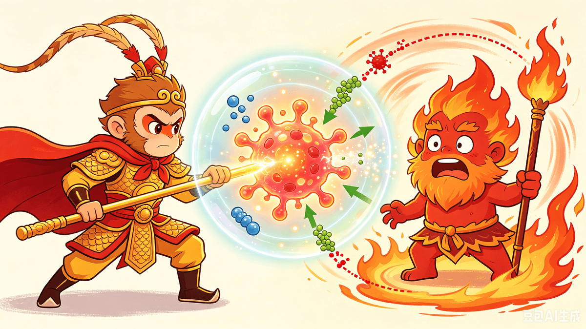 Journey to the West: The Immunology Chronicles Episode 30: Blockade at the Flaming Mountains — Battling High-Heat Stress Antigens The four pilgrims left the Pipa Cave behind. After many miles, they arrived at the foot of the Flaming Mountains. The peaks were a scorched, crimson red, and giant plumes of fire licked the sky. The air was so hot it distorted the horizon, and not a single blade of grass could survive the blistering heat. The White Dragon Horse, drenched in sweat, looked panicked. "Master, Monkey! This heat is unbearable. The high temperatures are creating Stress Antigens everywhere. My mucosal linings are drying up; I can’t keep the external pathogens out!" Sun Wukong (The Monkey King) leaped into the air, his Fiery Eyes scanning the thermal waves. "The Dragon is right! This heat causes massive cellular damage. These heat-damaged cells act as Stress Antigens, releasing inflammatory signals that trigger a systemic 'firestorm' in the body. It’s suppressing our immune activity. If we charge in blindly, our cells will cook from the inside out!" Pigsy slumped over his rake, panting. "Master, I can’t move! My regulatory signals are scrambled by the heat. I feel like a fried pork chop!" Sandy groaned in agreement, his B-cells unable to produce the necessary antibodies to protect their internal systems. Tripitaka (The Tang Monk) reined in his horse, his face calm despite the heat. "Wukong, Pigsy, Sandy—listen. This mountain represents the body in a state of Hyperthermic Stress. Heat-damaged cells release 'danger signals' that cause immune chaos. We must activate our Stress Immune Response to protect our cells and clear the damaged debris." Just then, a group of haggard villagers approached. "Holy monks, save us!" their leader cried. "This heat causes us high fevers, dizziness, and skin burns. We are dying!" Tripitaka comforted them. "Do not fear. We will trigger the response needed to clear these stress antigens and restore your health." Suddenly, a roar erupted from the mountain peak. A figure in flaming red armor, holding a Blazing Scepter, appeared. It was the Fire Spirit. "Fools! In this heat, your immune cells will wither! I shall turn your 'body' into an oven!" He swung his scepter, sending a wave of intense heat that caused Wukong’s skin to blister. Wukong’s combat effectiveness dropped instantly. "The heat is too much!" Wukong yelled. "I can’t find the strength to strike!" Tripitaka stood firm, his Pattern Recognition Receptors (PRRs) locking onto the Heat-damaged Cells and Pro-inflammatory Cytokines. "Coordination is key! I am initiating the Stress Response!" Tripitaka (the master coordinator) began processing the heat-damaged signals and presenting them to the team via MHC molecules. He released Anti-stress Cytokines to shield them. "Pigsy! Differentiate into Th1, Th2, and Treg sub-groups! Th1, activate the Macrophages to swallow the damaged cells! Th2, help Sandy produce antibodies to neutralize the inflammatory signals! Treg, keep the inflammation from spiraling out of control! Wukong, use the anti-stress factors to regain your strength and strike the Fire Spirit!" Pigsy rallied, his energy shifting. "I'm on it! Releasing IL-10 to cool the inflammation and IFN-γ to wake up the clean-up crew!" Sandy channeled his power, producing specialized Neutralizing Antibodies that acted like "heat shields" for their cells. Wukong felt his strength return. The blisters on his skin receded as his cells stabilized. "My turn!" Wukong roared. He soared into the heart of the fire, his staff glowing with golden energy. He didn't just swing at the Fire Spirit; he systematically "lysed" (destroyed) the damaged cells that were fueling the inflammatory fire, using Perforins and Granzymes. The Fire Spirit screamed, "Impossible! How can you function in this heat?" "A healthy system knows how to adapt to stress!" Wukong cried, delivering a final blow that shattered the Fire Spirit into embers. As the spirit fell, Princess Iron Fan appeared, holding her legendary Plantain Fan. With a graceful wave, she sent a cool breeze through the mountains. The fires died down, the temperature dropped, and the "cellular environment" returned to normal. The villagers’ fevers broke, and they cheered in relief. Tripitaka addressed his disciples. "Remember: High-heat stress causes cellular damage and produces antigens that lead to systemic inflammation. By activating stress-protection pathways, clearing damaged cells, and keeping the 'fire' of inflammation in check, the body can survive even the harshest environments. In the future, always stay hydrated and cool to protect your 'inner kingdom'." Wukong grinned, stretching his arms. "That was a close one. Who knew heat itself could be an antigen?" Pigsy wiped his brow. "I'm just glad it's over. Let's find some shade and keep moving West." The four pilgrims continued their journey, their silhouettes fading into the sunset. They had conquered the fire, but they knew many more unseen microscopic battles lay ahead in their quest to protect the "Great Tang" of the body. ________________________________________ 🧪 Immunology Lab Notes: Heat Stress and the Body 1.	High-Heat Stress Antigens: When cells are damaged by extreme heat (like heatstroke or severe fever), they change. The proteins inside can become "unfolded" or damaged. The immune system sees these damaged proteins as "Danger Signals" or stress antigens. 2.	Pro-inflammatory Cytokines: These are the body's "alarm bells." In small amounts, they help. In extreme heat (like the Flaming Mountains), too many are released at once, causing a "Cytokine Storm" that can damage organs. 3.	Stress Immune Response: The body's way of protecting itself from heat. It involves "Heat Shock Proteins" (HSPs) that protect other proteins from melting, and specific immune cells that clean up the scorched debris. 4.	Th1, Th2, and Treg balance: •	Th1: Activates "eater" cells (Macrophages) to clean up damaged tissue. •	Th2: Helps produce antibodies to neutralize toxic byproducts. •	Treg: The "cooling system" that stops the immune response from overreacting and causing more damage. 5.	Homeostasis: The ultimate goal of the pilgrims. It is the state of steady internal physical and chemical conditions maintained by living systems.  Voyage vers l'Ouest : Les Chroniques de l'Immunologie  Épisode 30 : Blocus des Montagnes Flamboyantes — Combattre les Antigènes de Stress de Haute Température  Les quatre pèlerins quittèrent la grotte de Pipa. Après de nombreux kilomètres, ils arrivèrent au pied des Montagnes Flamboyantes. Les sommets étaient d'un rouge écarlate brûlé, et d'immenses panaches de feu léchaient le ciel. L'air était si chaud qu'il déformait l'horizon, et pas un brin d'herbe ne pouvait survivre à cette chaleur torride.  Le Cheval Dragon Blanc, trempé de sueur, semblait paniqué. « Maître, Singe ! Cette chaleur est insupportable. Les températures élevées créent des Antigènes de Stress partout. Mes muqueuses se dessèchent ; je ne peux pas empêcher les agents pathogènes extérieurs de pénétrer ! »  Sun Wukong (le Roi Singe) bondit dans les airs, ses Yeux de Feu scrutant les ondes thermiques. « Le Dragon a raison ! Cette chaleur provoque d'importants dégâts cellulaires. Ces cellules endommagées par la chaleur agissent comme des antigènes de stress, libérant des signaux inflammatoires qui déclenchent une véritable tempête de feu dans tout le corps. Cela supprime notre activité immunitaire. Si nous fonçons tête baissée, nos cellules vont cuire de l'intérieur ! »  Pigsy, affalé sur son râteau, haletait. « Maître, je ne peux plus bouger ! Mes signaux de régulation sont brouillés par la chaleur. J'ai l'impression d'être une côtelette de porc frite ! » Sandy grogna en signe d'approbation, ses lymphocytes B étant incapables de produire les anticorps nécessaires pour protéger leurs systèmes internes.  Tripitaka (le moine Tang) arrêta son cheval, le visage impassible malgré la chaleur. « Wukong, Pigsy, Sandy, écoutez. Cette montagne représente le corps en état de stress hyperthermique. Les cellules endommagées par la chaleur libèrent des signaux de danger qui provoquent un chaos immunitaire. Nous devons activer notre réponse immunitaire au stress pour protéger nos cellules et éliminer les débris cellulaires. » À cet instant précis, un groupe de villageois épuisés s'approcha. « Moines, sauvez-nous !» s'écria leur chef. « Cette chaleur nous donne de fortes fièvres, des vertiges et des brûlures. Nous sommes en train de mourir !»  Tripitaka les réconforta. « N'ayez crainte. Nous allons déclencher la réaction nécessaire pour éliminer ces antigènes de stress et vous rendre la santé.»  Soudain, un rugissement retentit du sommet de la montagne. Une silhouette en armure rougeoyante, brandissant un Sceptre Flamboyant, apparut. C'était l'Esprit du Feu. « Imbéciles ! Dans cette chaleur, vos cellules immunitaires vont dépérir ! Je vais transformer votre corps en fournaise !» Il brandit son sceptre, projetant une vague de chaleur intense qui fit cloquer la peau de Wukong. L'efficacité au combat de Wukong chuta instantanément.  « La chaleur est insupportable !» hurla Wukong. « Je n'ai plus la force de frapper ! » Tripitaka resta immobile, ses récepteurs de reconnaissance de motifs (PRR) se fixant sur les cellules endommagées par la chaleur et les cytokines pro-inflammatoires. « La coordination est essentielle ! Je déclenche la réponse au stress ! »  Tripitaka (le coordinateur hors pair) commença à traiter les signaux de dommages causés par la chaleur et à les présenter à l'équipe via les molécules du CMH. Il libéra des cytokines anti-stress pour les protéger.  « Pigsy ! Différencie-toi en sous-groupes Th1, Th2 et Treg ! Th1, active les macrophages pour qu'ils phagocytent les cellules endommagées ! Th2, aide Sandy à produire des anticorps pour neutraliser les signaux inflammatoires ! Treg, empêche l'inflammation de s'emballer ! Wukong, utilise les facteurs anti-stress pour reprendre des forces et frapper l'Esprit du Feu ! » Pigsy se ressaisit, son énergie se transformant. « J'y vais ! Je libère de l'IL-10 pour calmer l'inflammation et de l'IFN-γ pour réveiller les cellules nettoyantes ! »  Sandy canalisa son pouvoir, produisant des anticorps neutralisants spécialisés qui agissaient comme des boucliers thermiques pour leurs cellules. Wukong sentit ses forces revenir. Les cloques sur sa peau se résorbèrent à mesure que ses cellules se stabilisaient.  « À mon tour ! » rugit Wukong. Il s'élança au cœur du brasier, son bâton auréolé d'une énergie dorée. Il ne se contenta pas de frapper l'Esprit du Feu ; il lysa (détruisit) méthodiquement les cellules endommagées qui alimentaient le feu inflammatoire, grâce aux perforines et aux granzymes.  L'Esprit du Feu hurla : « Impossible ! Comment peux-tu fonctionner dans cette chaleur ? »  « Un organisme sain sait s'adapter au stress ! » s'écria Wukong, assénant un coup final qui réduisit l'Esprit du Feu en cendres. Alors que l'esprit s'éteignait, la princesse Éventail de Fer apparut, brandissant son légendaire Éventail de Banane. D'un geste gracieux, elle répandit une brise fraîche sur les montagnes. Les feux s'apaisèrent, la température baissa et l'équilibre cellulaire se rétablit. La fièvre des villageois tomba et ils poussèrent des cris de soulagement.  Tripitaka s'adressa à ses disciples : « Souvenez-vous : le stress thermique intense endommage les cellules et produit des antigènes qui provoquent une inflammation systémique. En activant les mécanismes de protection contre le stress, en éliminant les cellules endommagées et en maîtrisant l'inflammation, le corps peut survivre même aux environnements les plus hostiles. À l'avenir, hydratez-vous et restez au frais pour protéger votre organisme. »  Wukong sourit en s'étirant. « On l'a échappé belle ! Qui aurait cru que la chaleur elle-même pouvait être un antigène ? »  Pigsy s'essuya le front. « Je suis juste content que ce soit fini. Trouvons un peu d'ombre et continuons notre route vers l'ouest. »  Les quatre pèlerins reprirent leur chemin, leurs silhouettes se fondant dans le crépuscule. Ils avaient vaincu le feu, mais ils savaient que de nombreuses batailles microscopiques invisibles les attendaient encore dans leur quête pour protéger le « Grand Tang » de leur corps.  ________________________________________ 🧪 Notes de laboratoire d'immunologie : Stress thermique et corps  1. Antigènes de stress thermique : Lorsque les cellules sont endommagées par une chaleur extrême (comme un coup de chaleur ou une forte fièvre), elles se modifient. Les protéines qu'elles contiennent peuvent se déplier ou être endommagées. Le système immunitaire perçoit ces protéines endommagées comme des « signaux de danger » ou antigènes de stress.  2. Cytokines pro-inflammatoires : Ce sont les « sonnettes d'alarme » de l'organisme. En petites quantités, elles sont bénéfiques. En cas de chaleur extrême (comme dans les Montagnes Flamboyantes), leur libération excessive provoque une « tempête de cytokines » susceptible d'endommager les organes.  3. Réponse immunitaire au stress : Le moyen pour l'organisme de se protéger de la chaleur. Ce processus implique des protéines de choc thermique (HSP) qui protègent d'autres protéines de la dégradation, et des cellules immunitaires spécifiques qui éliminent les débris cellulaires.  4. Équilibre Th1, Th2 et Treg :  • Th1 : Active les macrophages pour éliminer les tissus endommagés.  • Th2 : Contribue à la production d'anticorps pour neutraliser les sous-produits toxiques.  • Treg : Ce système de régulation empêche la réponse immunitaire de s'emballer et de causer davantage de dommages.  5. Homéostasie : L'objectif ultime des pèlerins. Il s'agit de l'état d'équilibre des conditions physico-chimiques internes maintenu par les organismes vivants.