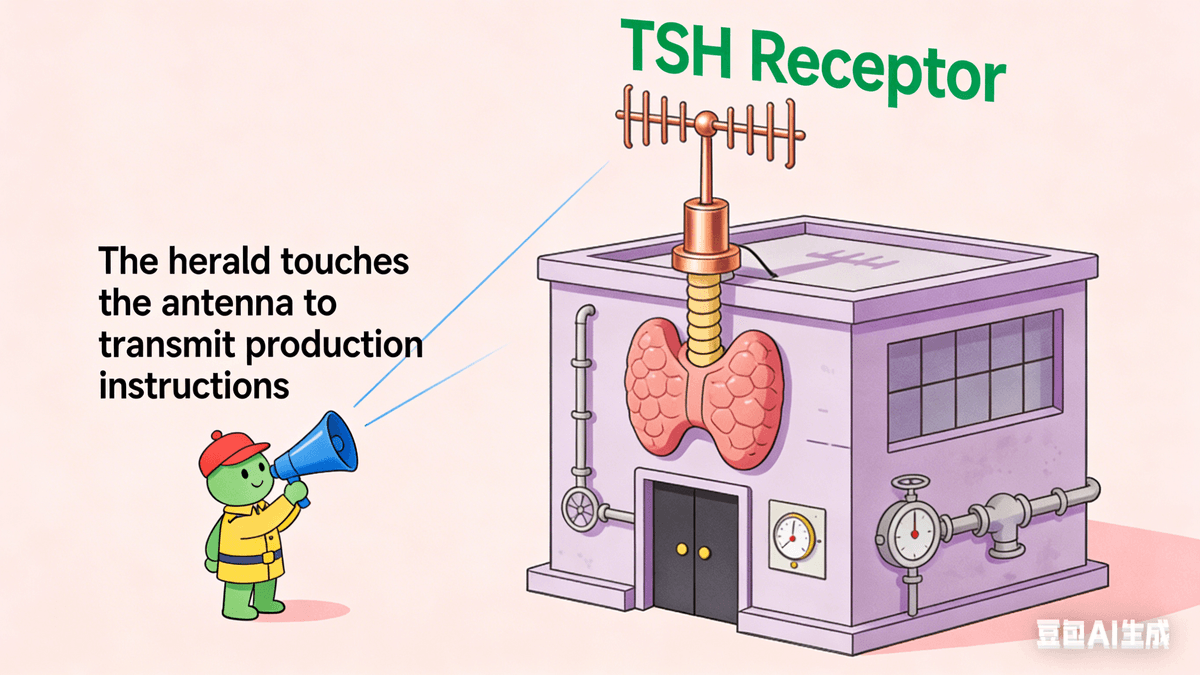 Thyroid-stimulatinghormone receptor (TSH receptor): The "receiving antenna" of the thyroid gland. This "antenna" is located at the gate of the thyroid gland. Only when the "messenger," TSH, touches this "antenna" can the thyroid gland receive the "production order." Just like a remote control needs to be pointed at a TV antenna to change channels, TSH must bind to this receptor for the thyroid gland to start working.