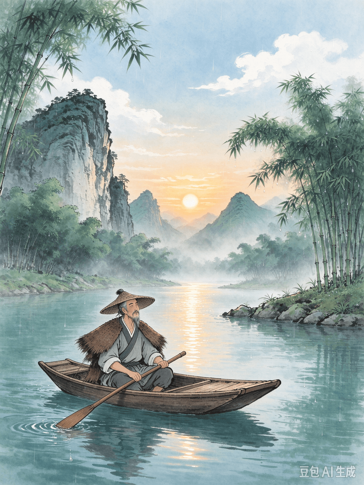 Classical Poetry Healing Article 9: Liu Zongyuan's "The Old Fisherman" — Letting Go of Impatience, Returning to Tranquility, and Facing Life with a Calm Mind I. Original Poem At night, the old fisherman moors by the western cliff to sleep, At dawn, he draws clear water from the Xiang River and burns Chu bamboo. As the mist clears and the sun rises, not a soul is in sight, With a single creak of the oar, the mountains and waters turn brilliant green. Looking back toward the horizon as he drifts downstream, Above the cliffs, the drifting clouds float by, without intention or chase. II. Poem Interpretation Liu Zongyuan's depiction of the old fisherman is the ideal epitome of breaking free from worldly impatience and living with ease and grace. The fisherman sleeps by the rocky cliffs at night, and at dawn, he draws water and burns bamboo to cook. When the sun rises and the morning mist dissipates, he rows his boat through the landscape; the sound of his oar echoes, and his eyes are filled with vibrant green. Drifting downstream and looking back toward the horizon, he sees clouds floating freely over the cliffs, unconstrained and without any intention of chasing after anything. The entire poem is devoid of utilitarian pursuits, rushing, or anxiety; it contains only the relaxation of following nature and acting according to one's heart. The greatest spiritual dilemma for modern people is a permanent state of internal impatience. We are constantly chasing goals, comparing ourselves to others, and rushing for success. Our brains calculate gains and losses without a moment's rest. Swept up in desires and anxiety, we are unable to calm down and truly experience life. We are always chasing more wealth, higher status, and greater recognition. We hurry along, our hearts forever in a panic. Even when we achieve our goals, we cannot find lasting peace. The core healing wisdom of the fisherman is this: let go of endless utilitarian pursuits, follow your own rhythm, slow down, and recover your inner tranquility. The line "the drifting clouds float by, without intention or chase" reveals the key: there is no need to forcefully pursue everything in the world. Excessive attachment and desperate chasing only breed impatience; by letting nature take its course and living calmly, the mountains, waters, and clear breezes will naturally provide healing. The root of impatience is never a busy life, but overloaded desires, heavy attachments, and a refusal to slow down and accept the present moment. III. Real-world Application Impatience-driven internal friction permeates daily life. In a highly competitive workplace, everyone works overtime desperately, fighting for metrics, terrified of falling behind, and living in a constant state of panic. In our personal lives, we continuously stack goals upon ourselves—we must make money, improve ourselves, and maintain our social lives—filling up every second of our time and feeling anxious at the slightest moment of idleness. We are eager to see immediate results in whatever we do, becoming anxious and giving up if there is no short-term payoff, unable to settle down and make steady progress. We are easily swept away by the pace of the outside world; when others progress, we panic and compare ourselves, leaving our inner world unable to find lasting peace. By adopting the fisherman's method of finding peace amidst nature, you can dispel impatience and cultivate a calm grace: •	Actively pare down your desires and stop meaningless chasing. Distinguish between what you truly need and the obsessions born from blindly following trends and comparing yourself to others. Let go of unnecessary goals, realize you do not have to be first in everything, and reduce the panic brought on by internal desires. •	Slow down the pace of your life and refuse to run non-stop. You do not need to pack your daily itinerary full. Leave some blank space in your schedule. Imitate the fisherman drawing water at dawn and boating to see the sights: do small things with no specific purpose or utilitarian goal, allowing your tense mind to slowly relax. •	Abandon the obsession with quick success and let things take their natural course. Whether cultivating a career or improving yourself, there is no need to rush for the finish line. Advance steadily at your own pace, do not let the progress of others disrupt your rhythm, and accept that growth happens at different speeds. •	Learn the state of mind of being "without intention" and take gains and losses lightly. You do not have to insist on winning at everything or expect every effort to pay off immediately. Just like the clouds drifting freely through the mountains, do not deliberately chase after results. Once you have done your best, let nature take its course, and your heart will naturally find calm and peace. There is a natural serenity among the mountains and rivers, and human impatience stems entirely from attachment. Let go of your hurried chasing, slow your steps to return to tranquility, and accept all the fast and slow rhythms of life with a calm heart.  Poésie classique et guérison  Article 9 : « Le vieux pêcheur » de Liu Zongyuan — Se libérer de l'impatience, retrouver la tranquillité et affronter la vie avec sérénité  I. Poème original  La nuit, le vieux pêcheur s'amarre près de la falaise occidentale pour dormir. À l'aube, il puise de l'eau claire dans la rivière Xiang et fait brûler du bambou Chu. Tandis que la brume se dissipe et que le soleil se lève, âme qui vive, au moindre coup de rame, les montagnes et les eaux se parent d'un vert éclatant. Regardant l'horizon tandis qu'il dérive au fil de l'eau, au-dessus des falaises, les nuages passent, insouciants et sans but précis.  II. Interprétation du poème  La représentation du vieux pêcheur par Liu Zongyuan est l'incarnation idéale de la libération de l'impatience du monde et d'une vie empreinte de sérénité et de grâce. Le pêcheur dort la nuit près des falaises rocheuses et, à l'aube, il puise de l'eau et fait brûler du bambou pour cuisiner. Au lever du soleil, lorsque la brume matinale se dissipe, il rame à travers le paysage ; le bruit de ses rames résonne et ses yeux s'illuminent d'un vert éclatant. Dérivant au fil de l'eau, le regard tourné vers l'horizon, il voit les nuages flotter librement au-dessus des falaises, insouciants et sans la moindre intention de poursuivre quoi que ce soit. Le poème tout entier est dépourvu de toute ambition utilitaire, de toute précipitation, de toute anxiété ; il ne contient que la sérénité que procure le fait de suivre la nature et d'écouter son cœur.  Le plus grand dilemme spirituel de l'homme moderne est un état permanent d'impatience intérieure. Nous courons sans cesse après des objectifs, nous nous comparons aux autres et nous nous précipitons vers le succès. Notre cerveau calcule les gains et les pertes sans un instant de répit. Emportés par les désirs et l'anxiété, nous sommes incapables de nous apaiser et de vivre pleinement. Nous sommes toujours en quête de plus de richesse, d'un statut plus élevé et d'une plus grande reconnaissance. Nous nous hâtons, le cœur constamment en proie à la panique. Même lorsque nous atteignons nos objectifs, nous ne parvenons pas à trouver une paix durable. La sagesse guérissante fondamentale du pêcheur est la suivante : lâcher prise face aux activités utilitaires incessantes, suivre son propre rythme, ralentir et retrouver sa tranquillité intérieure. Le vers « les nuages dérivent, sans intention ni poursuite » révèle la clé : il est inutile de tout rechercher à tout prix. L’attachement excessif et la poursuite acharnée ne font qu’engendrer l’impatience ; en laissant la nature suivre son cours et en vivant sereinement, les montagnes, les eaux et la brise légère apporteront naturellement la guérison. La racine de l’impatience n’est jamais une vie trépidante, mais des désirs excessifs, des attachements trop lourds et un refus de ralentir et d’accepter le moment présent.  III. Application concrète Les frictions internes alimentées par l’impatience imprègnent notre quotidien. Dans un environnement professionnel ultra-compétitif, chacun travaille sans relâche, se battant pour des objectifs précis, terrifié à l’idée de prendre du retard et vivant dans un état de panique constant. Dans notre vie personnelle, nous nous imposons sans cesse des objectifs : gagner de l’argent, nous améliorer et entretenir notre vie sociale, remplissant chaque seconde de notre temps et nous sentant anxieux au moindre moment d’oisiveté. Nous sommes avides de résultats immédiats, ce qui nous rend anxieux et nous pousse à abandonner en l'absence de gratification à court terme. Incapables de nous stabiliser et de progresser régulièrement, nous nous laissons facilement emporter par le rythme effréné du monde extérieur. Lorsque les autres progressent, nous paniquons et nous comparons à eux, ce qui perturbe notre paix intérieure.  En adoptant la méthode du pêcheur pour trouver la paix au cœur de la nature, vous pouvez dissiper votre impatience et cultiver une sérénité sereine :  • Réduisez activement vos désirs et cessez de courir après des choses futiles. Faites la distinction entre vos véritables besoins et les obsessions nées du suivi aveugle des tendances et de la comparaison constante avec autrui. Abandonnez les objectifs superflus, comprenez que vous n'avez pas besoin d'être le premier en tout et apaisez la panique engendrée par vos désirs intérieurs.  • Ralentissez le rythme de votre vie et refusez de courir sans cesse. Inutile de surcharger votre emploi du temps. Laissez-y des moments de répit. Imitez le pêcheur qui puise l'eau à l'aube et part en barque admirer le paysage : faites de petites choses sans but précis ni objectif utilitaire, pour permettre à votre esprit tendu de se détendre peu à peu.  • Abandonnez l'obsession du succès rapide et laissez les choses suivre leur cours naturel. Que ce soit pour bâtir une carrière ou vous améliorer, il n'est pas nécessaire de se précipiter. Avancez régulièrement à votre propre rythme, ne laissez pas la progression des autres perturber votre rythme et acceptez que la croissance se fasse à des vitesses différentes.  •	Apprenez à cultiver un état d'esprit « sans intention » et à accueillir gains et pertes avec détachement. Il n'est pas nécessaire de vouloir à tout prix l'emporter en toute chose ni d'attendre que chaque effort porte ses fruits immédiatement. À l'image des nuages qui dérivent librement au-dessus des montagnes, ne poursuivez pas délibérément les résultats. Une fois que vous avez donné le meilleur de vous-même, laissez les choses suivre leur cours naturel ; votre cœur trouvera alors naturellement calme et sérénité. Une sérénité naturelle émane des montagnes et des rivières, tandis que l'impatience humaine ne naît que de l'attachement. Renoncez à cette course effrénée, ralentissez le pas pour retrouver la tranquillité et acceptez, avec sérénité, tous les rythmes de la vie, qu'ils soient rapides ou lents.