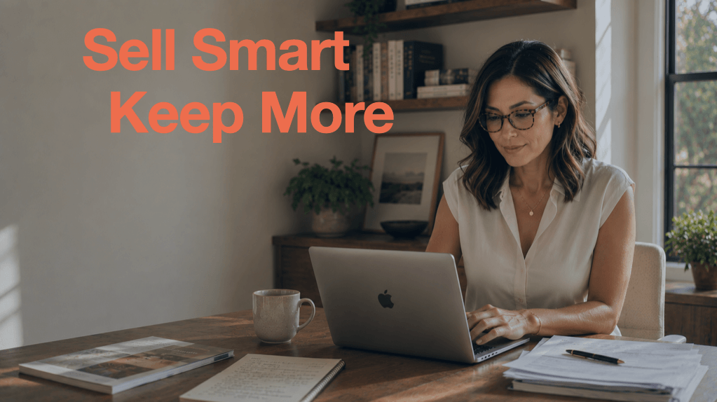 Woman at a laptop managing her DIY home sale using ReDiY and saving thousands, with Sell Smart Keep More overlay text. Woman at a laptop managing her DIY home sale using ReDiY and saving thousands, with Sell Smart Keep More overlay text.