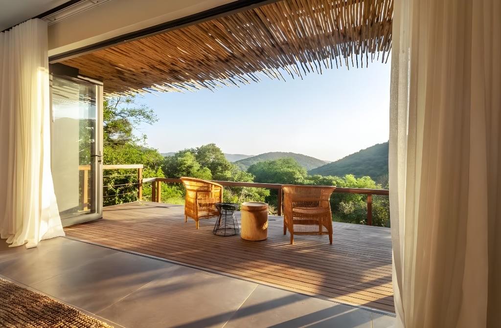Luxury suite with private deck overlooking the African wilderness