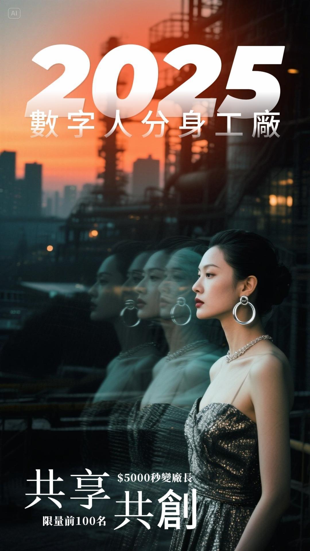 AI 數字人舉著「知識無邊界」標語牌