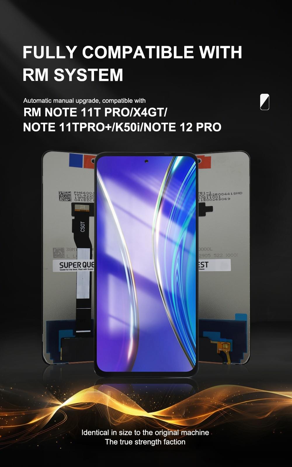 SUPER QUEST SOR Mobile LED Display for RM NOTE 11T PRO/X4GT/NOTE 11TPRO+/K50i/NOTE 12 PRO