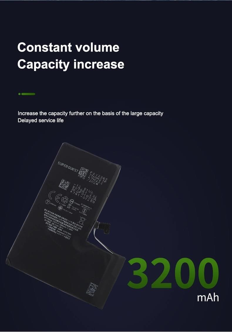 SUPER QUEST 3200mAh Good Capacity Mobile Phone Battery Lithium Replacement for iphone14 Ppr
