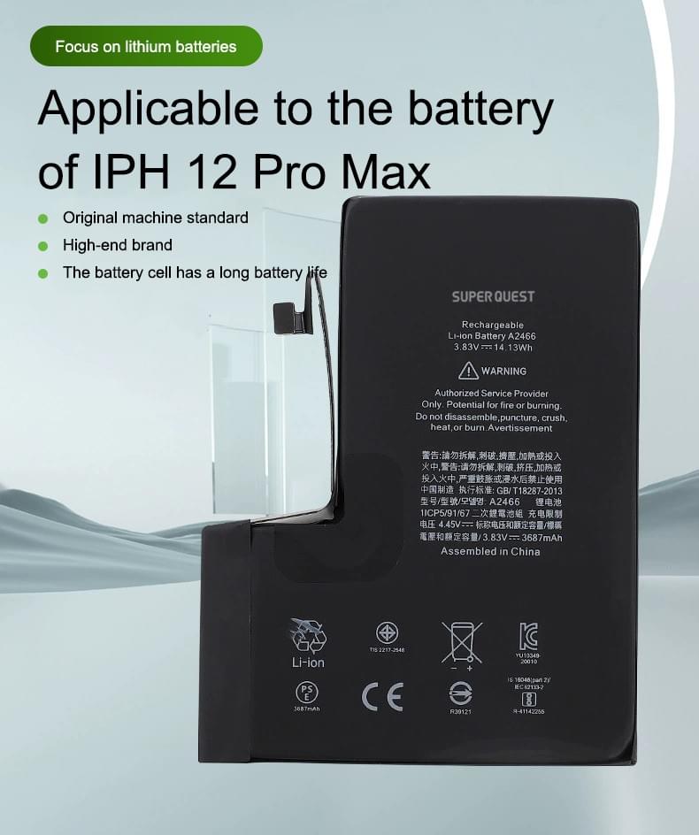 SUPER QUEST 3687mAh Durable Mobile Phone Battery for iphone12 pro max