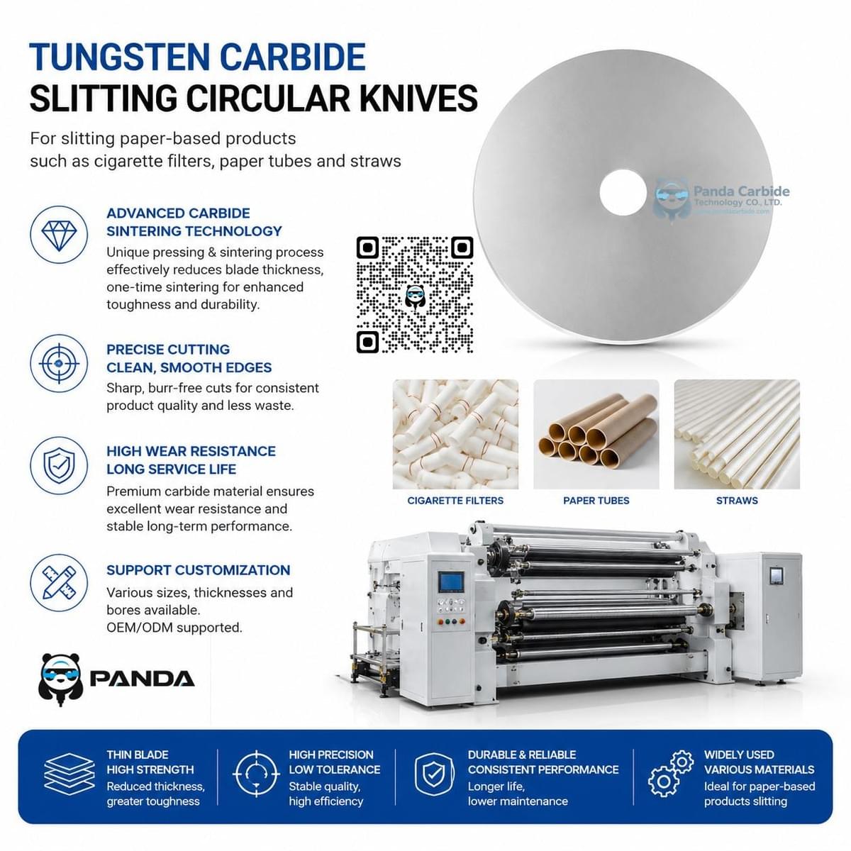Panda Carbide | Ultra-Thin Tungsten Carbide Slitting Circular Knives | Premium Slitter Blades for Cigarette Filters, Paper Tubes & Straws