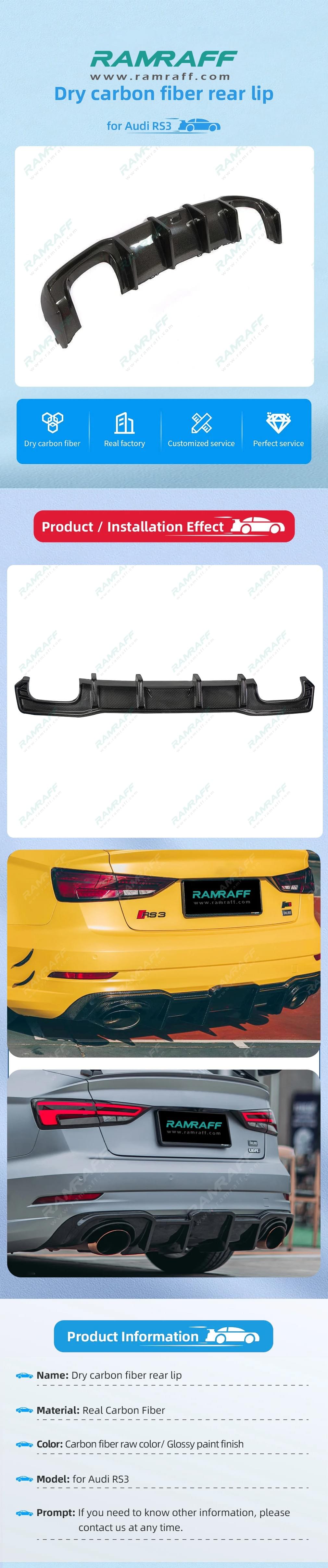 AUDI RS3 Dry carbon fiber rear lip/Задняя губа из сухого углеродного волокна AUDI RS3