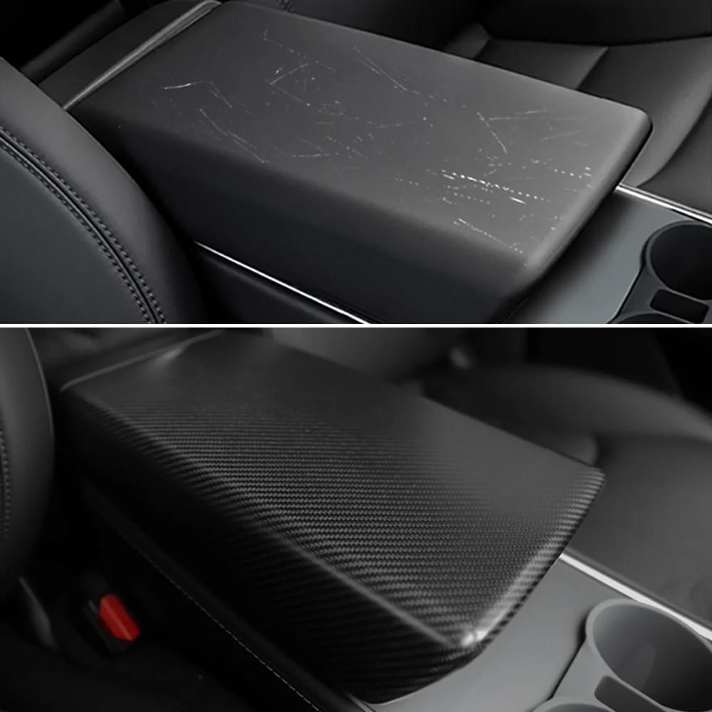 ramraff Dry Carbon Fiber Interior Armrest Box Cover for Tesla Model 3 Y S X Central Carbon Control 