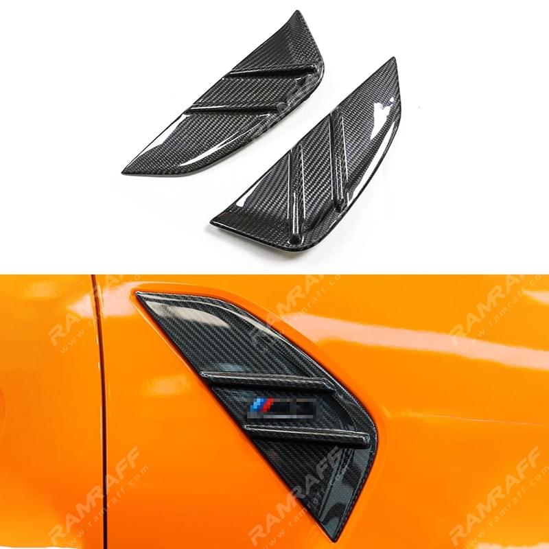 Real Dry Carbon Side Fender Trims Replace Side Badges For BMW M3 G80 G81 M4 G82 G83 2021+ 