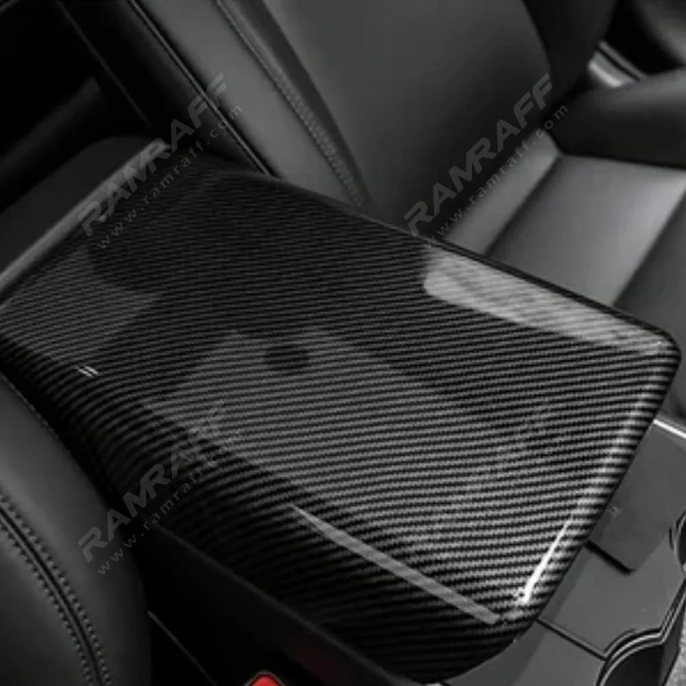 ramraff Dry Carbon Fiber Interior Armrest Box Cover for Tesla Model 3 Y S X Central Carbon Control 