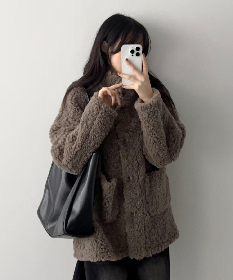 LC26AW35 熊寶寶羊羔毛長身口袋外套