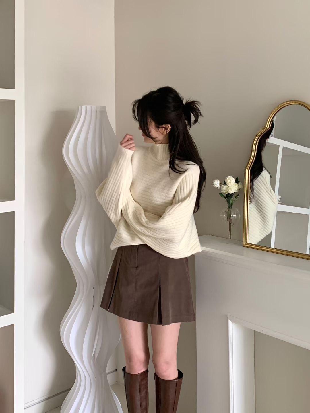 LC26AW07 樽領短版蝙蝠袖羊毛毛衣