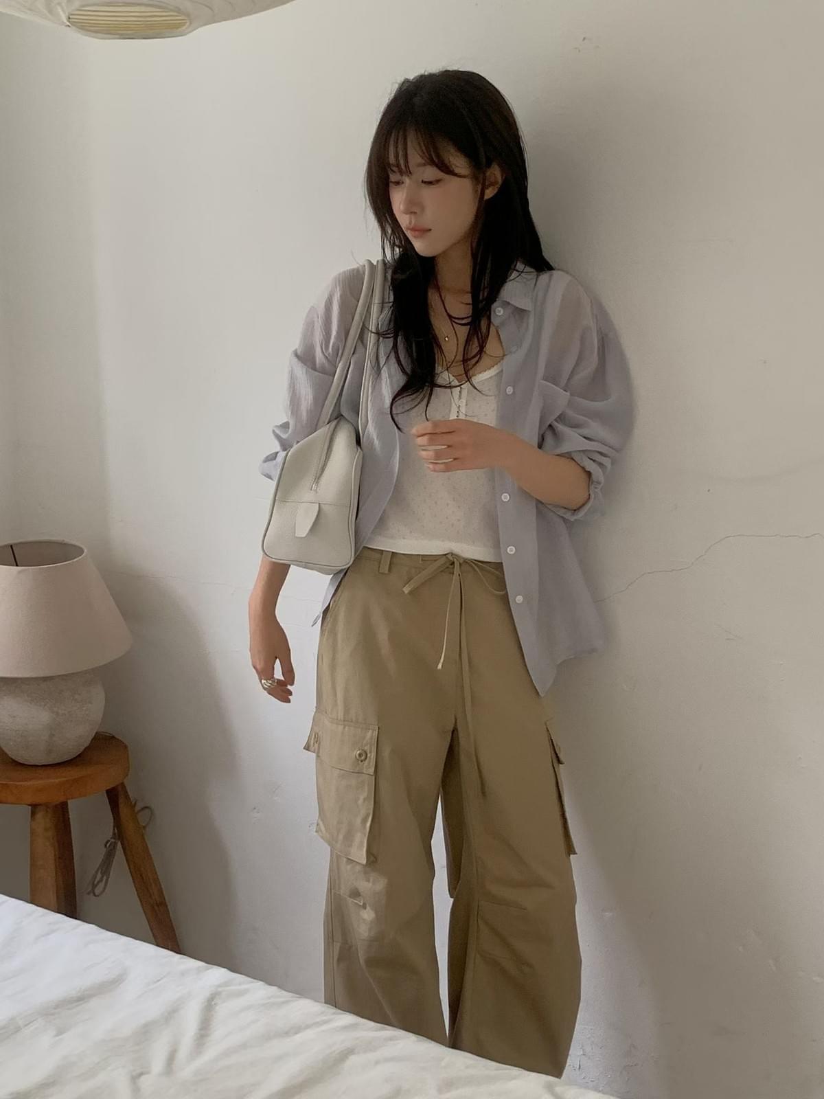 260708 抗拒不了的慵懶天絲皺皺襯衫