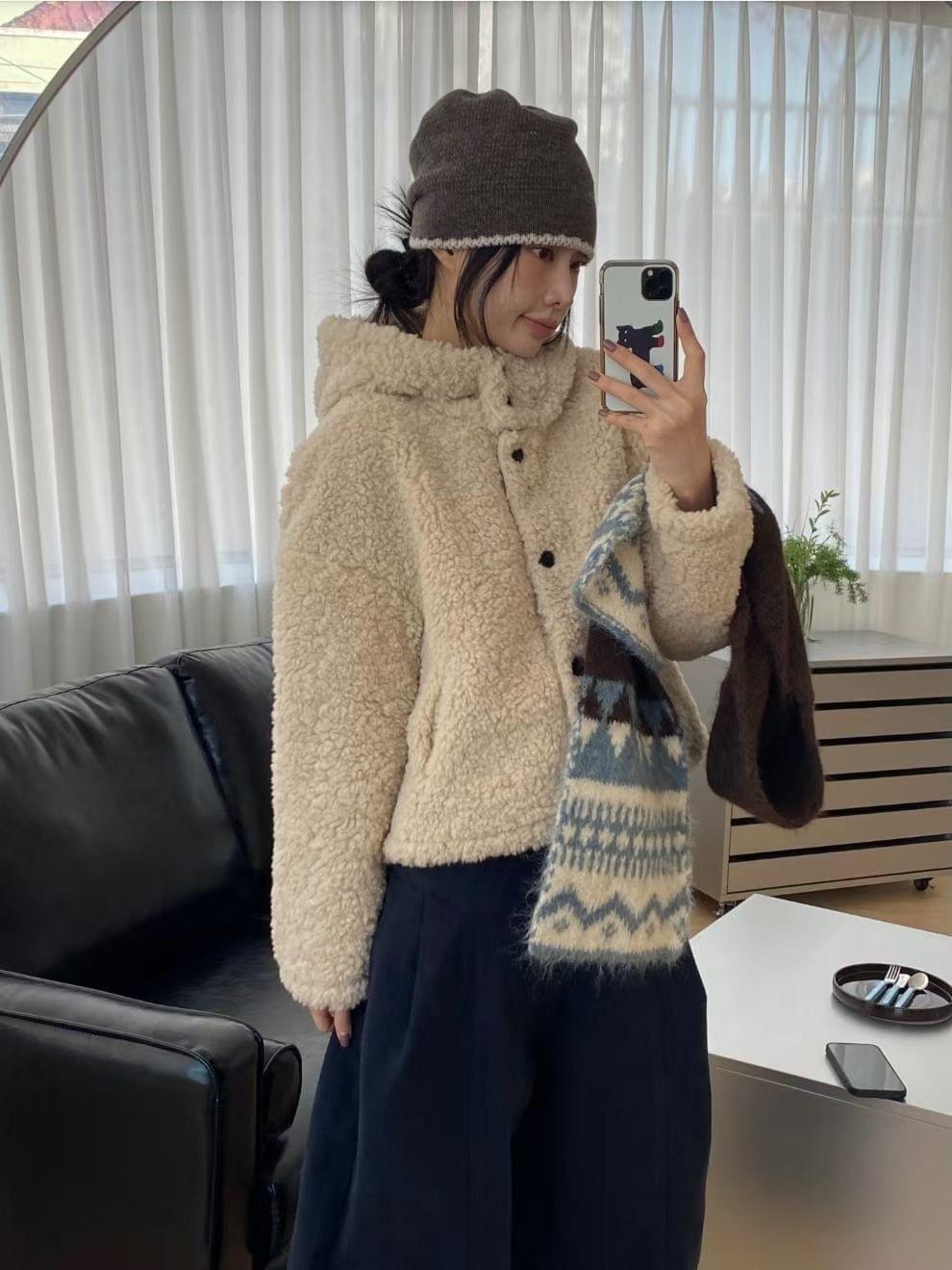 LC26AW34 熊寶寶羊羔毛連帽保暖外套