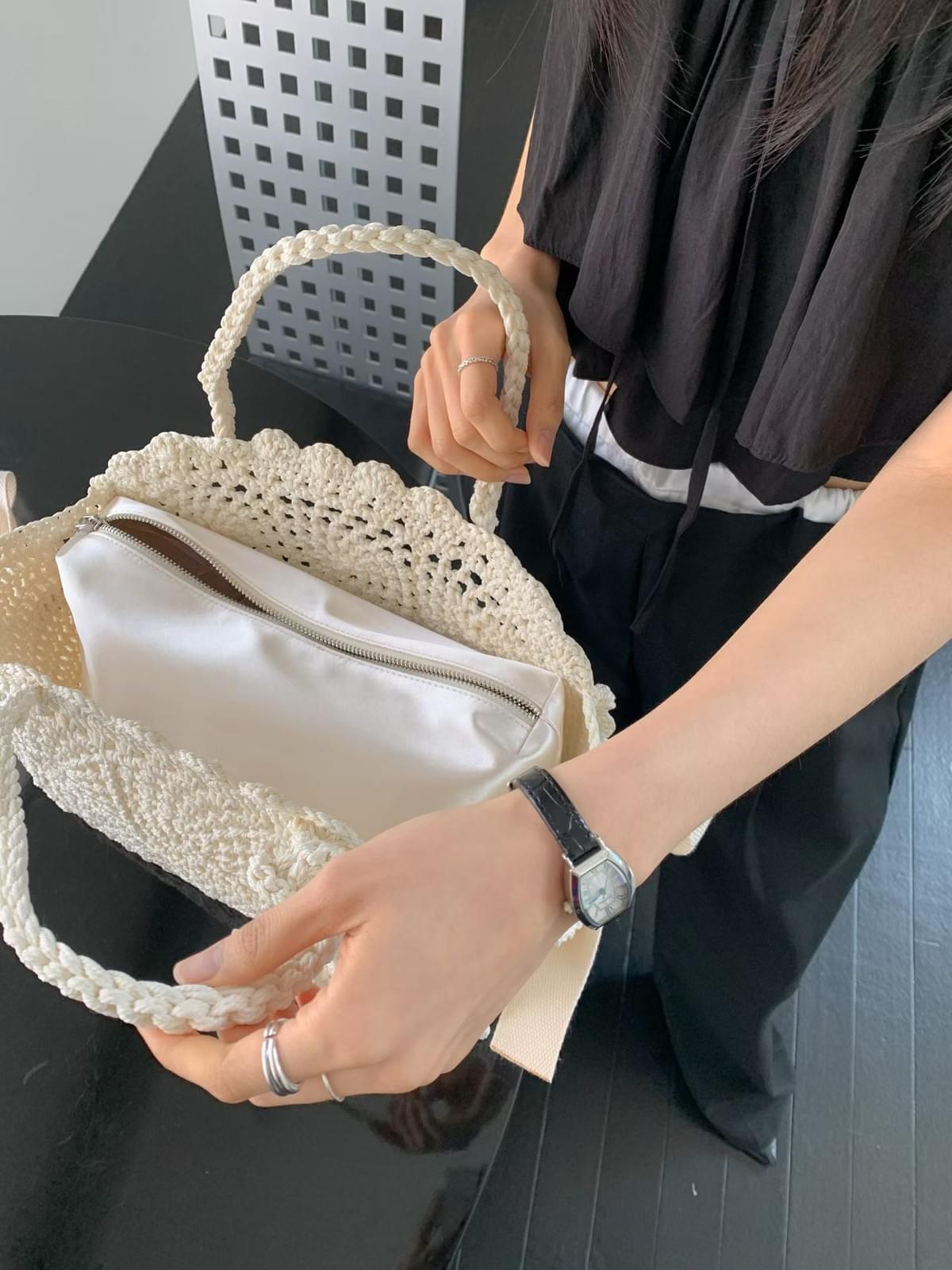 26SSB04 春日織語 法式手工鉤針織包 附內袋