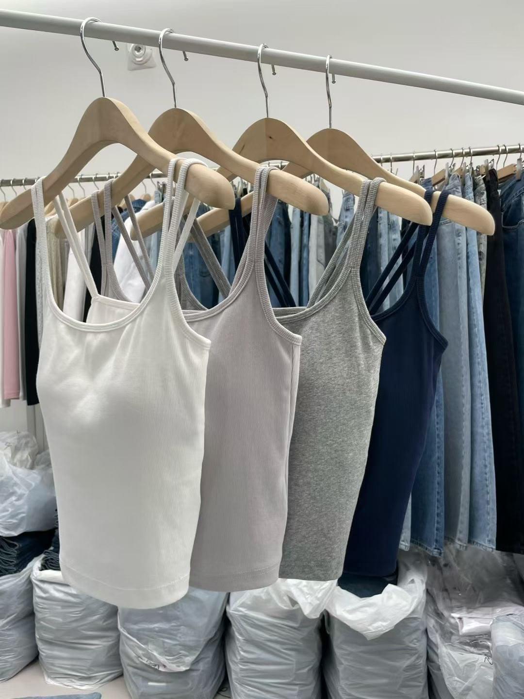 260725 韓國爆款 雙肩帶棉質羅紋bra top