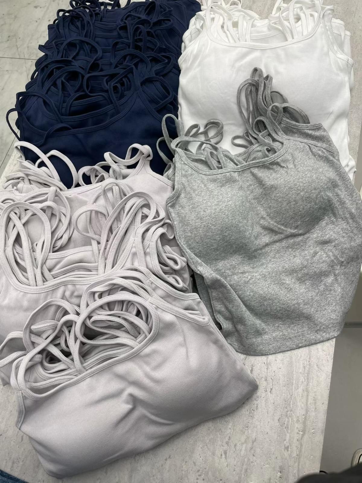 260725 韓國爆款 雙肩帶棉質羅紋bra top