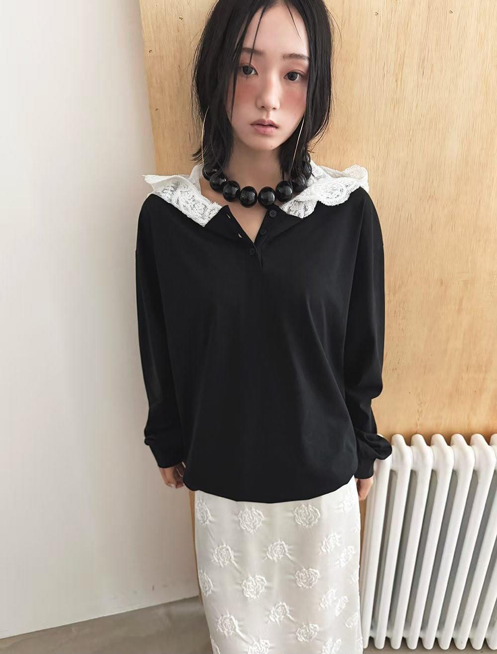 261015 韓國蕾絲連帽tee