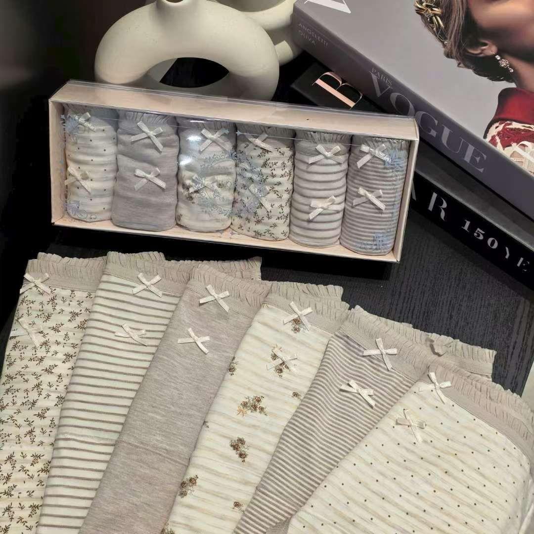 LCAW26LP23 大地色系皺皺邊6件內褲禮盒