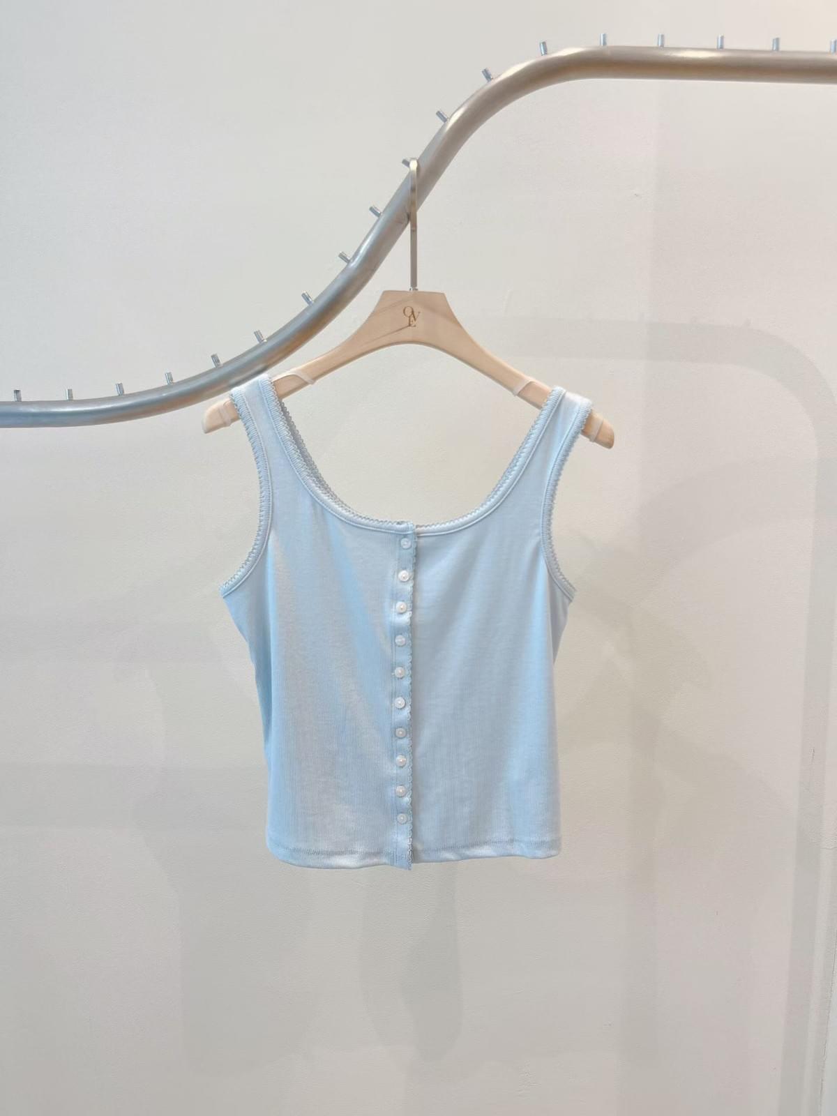 260712 福利品-排扣小花邊背心 包色款