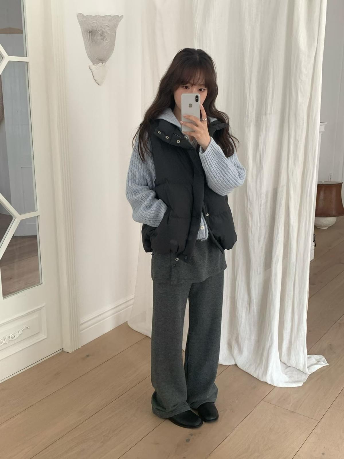 261031 韓國羊毛假兩件層次長褲