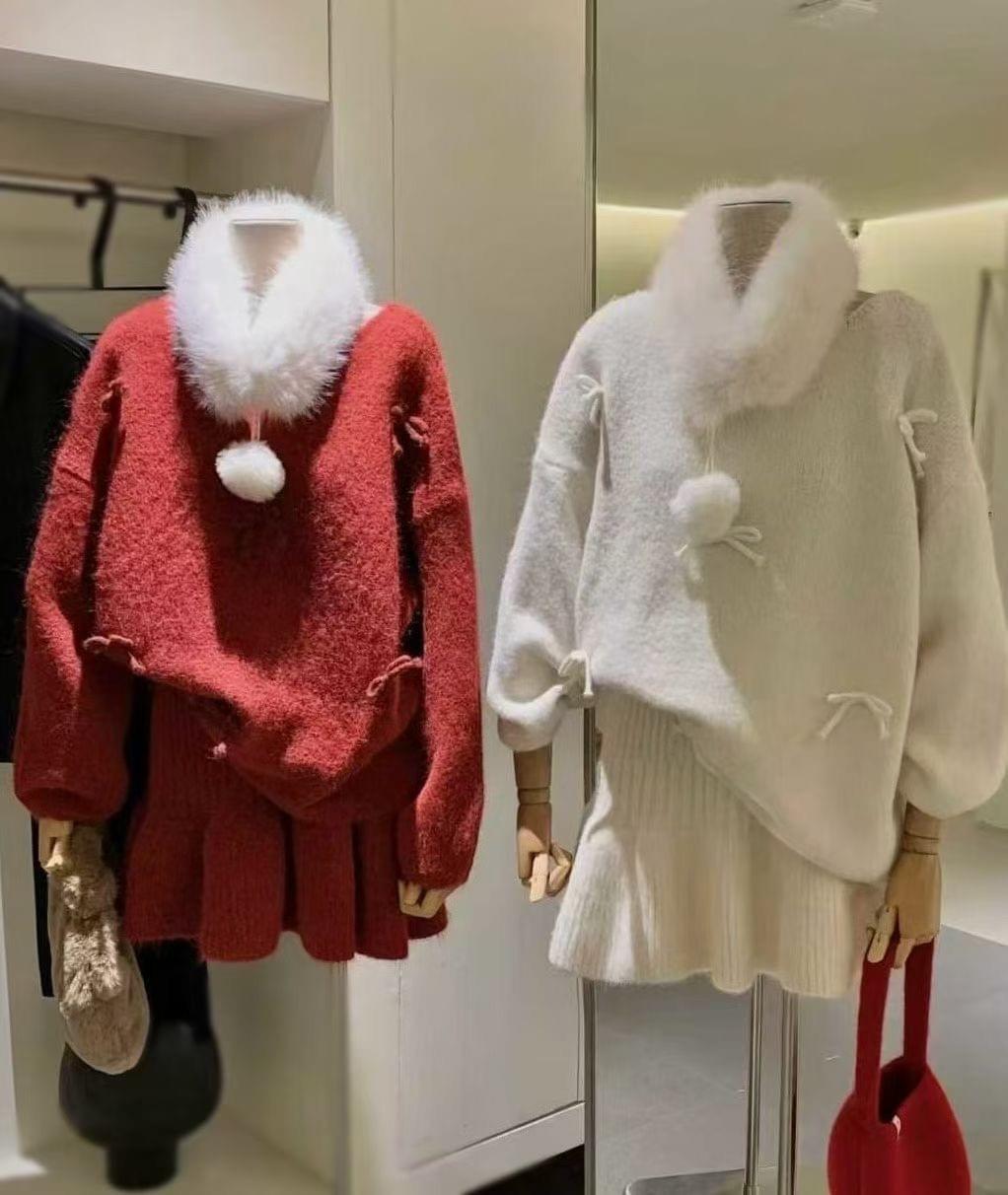 LC26AW24 蝴蝶結貂絨針織三件套SET