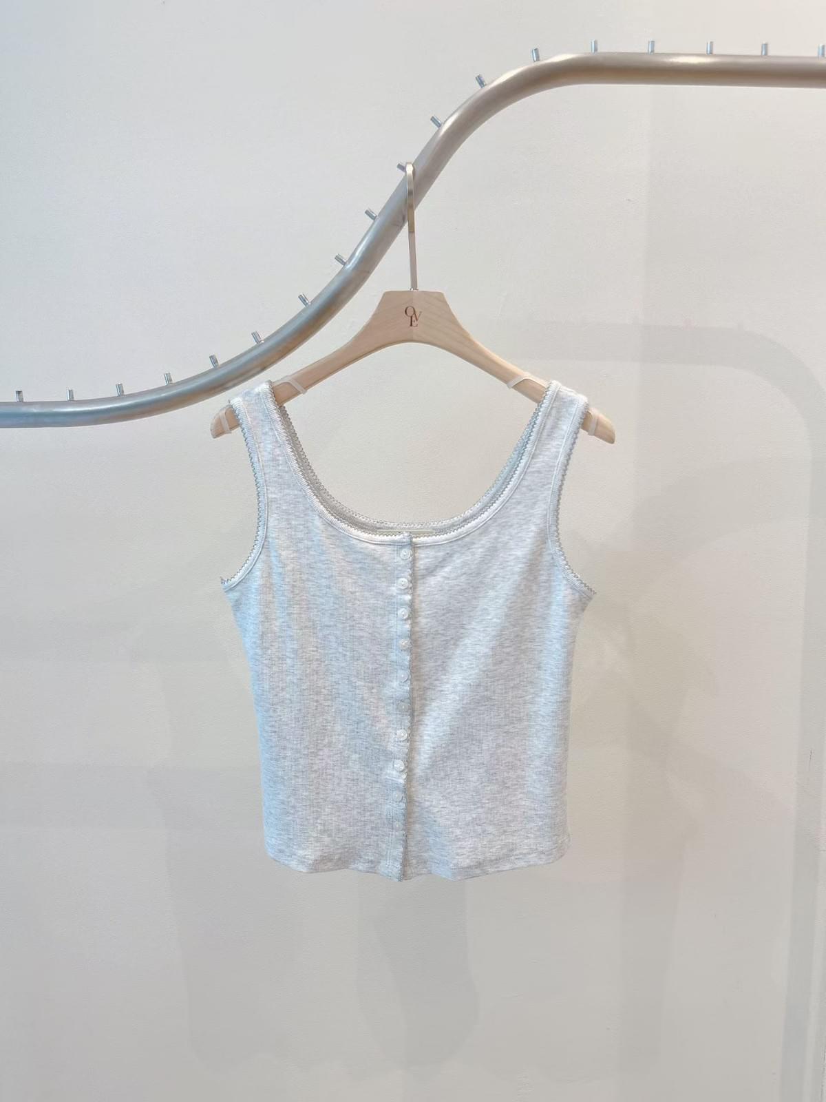 260712 福利品-排扣小花邊背心 包色款