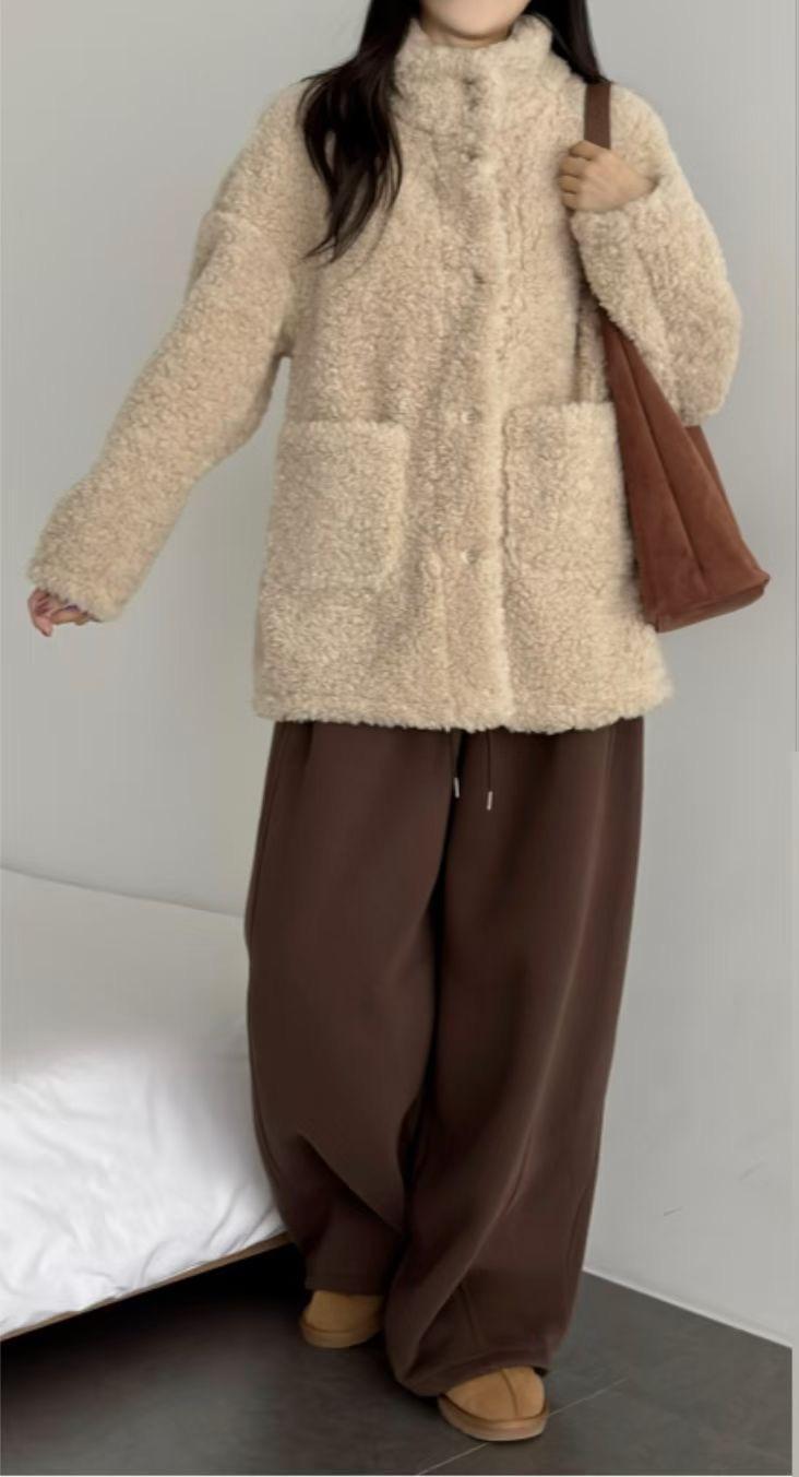 LC26AW35 熊寶寶羊羔毛長身口袋外套