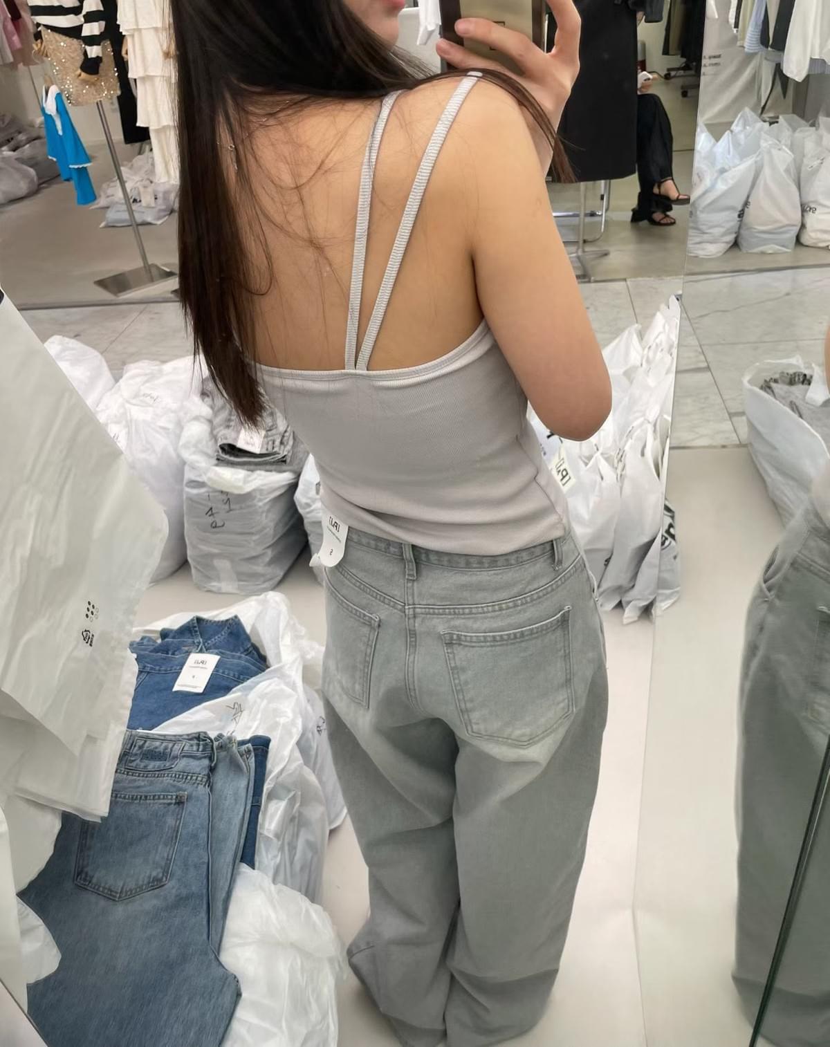 260725 韓國爆款 雙肩帶棉質羅紋bra top
